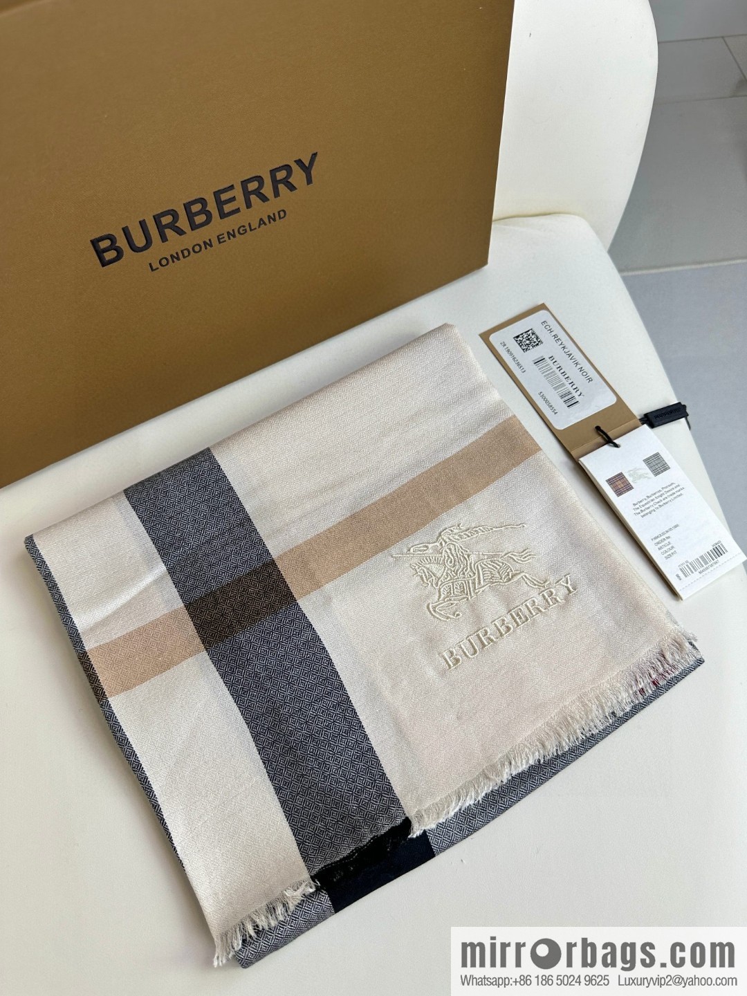 Burberry, Classic Checked Thin Diamond Velvet Scarf