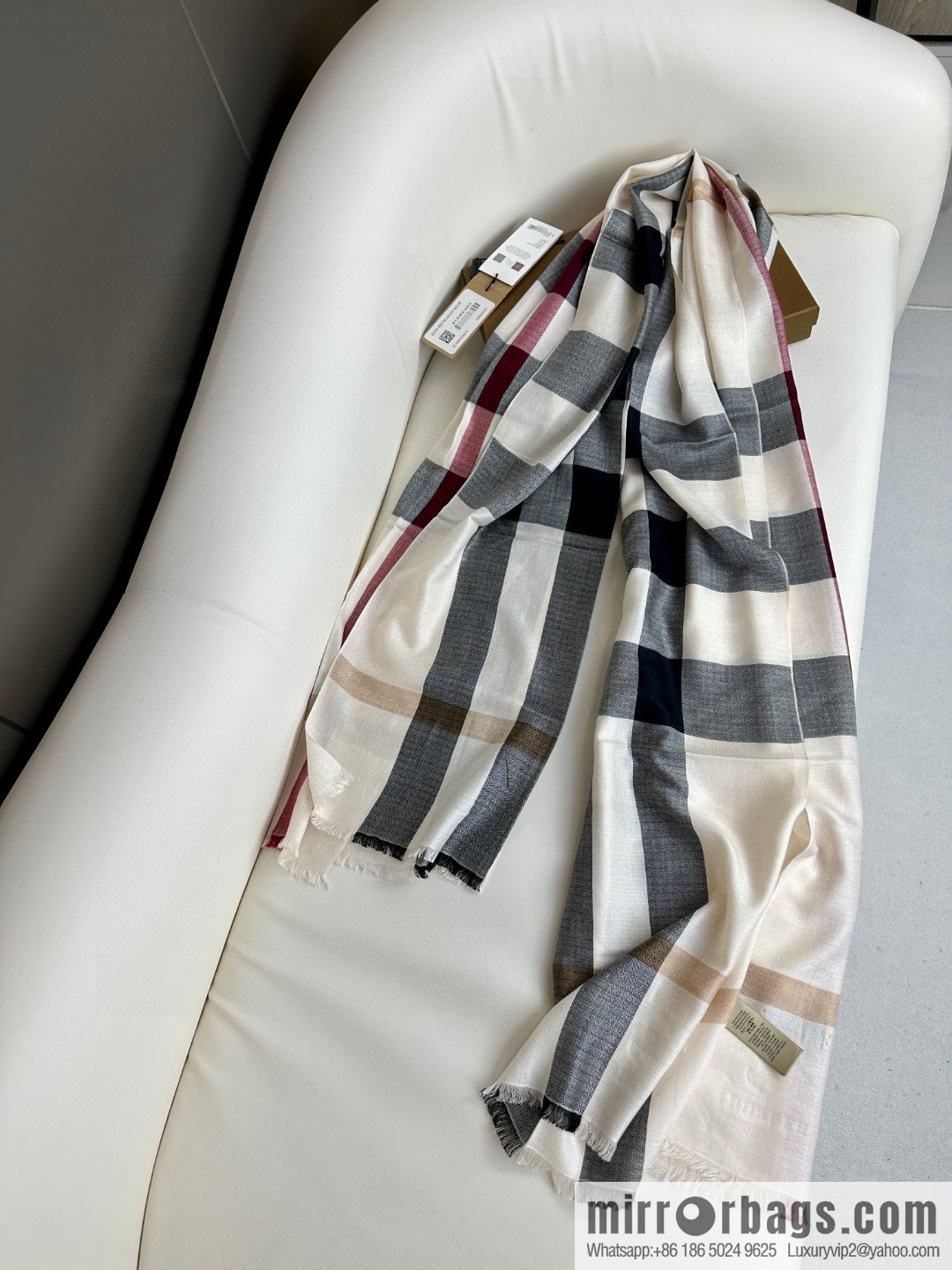 Burberry, Classic Checked Thin Diamond Velvet Scarf