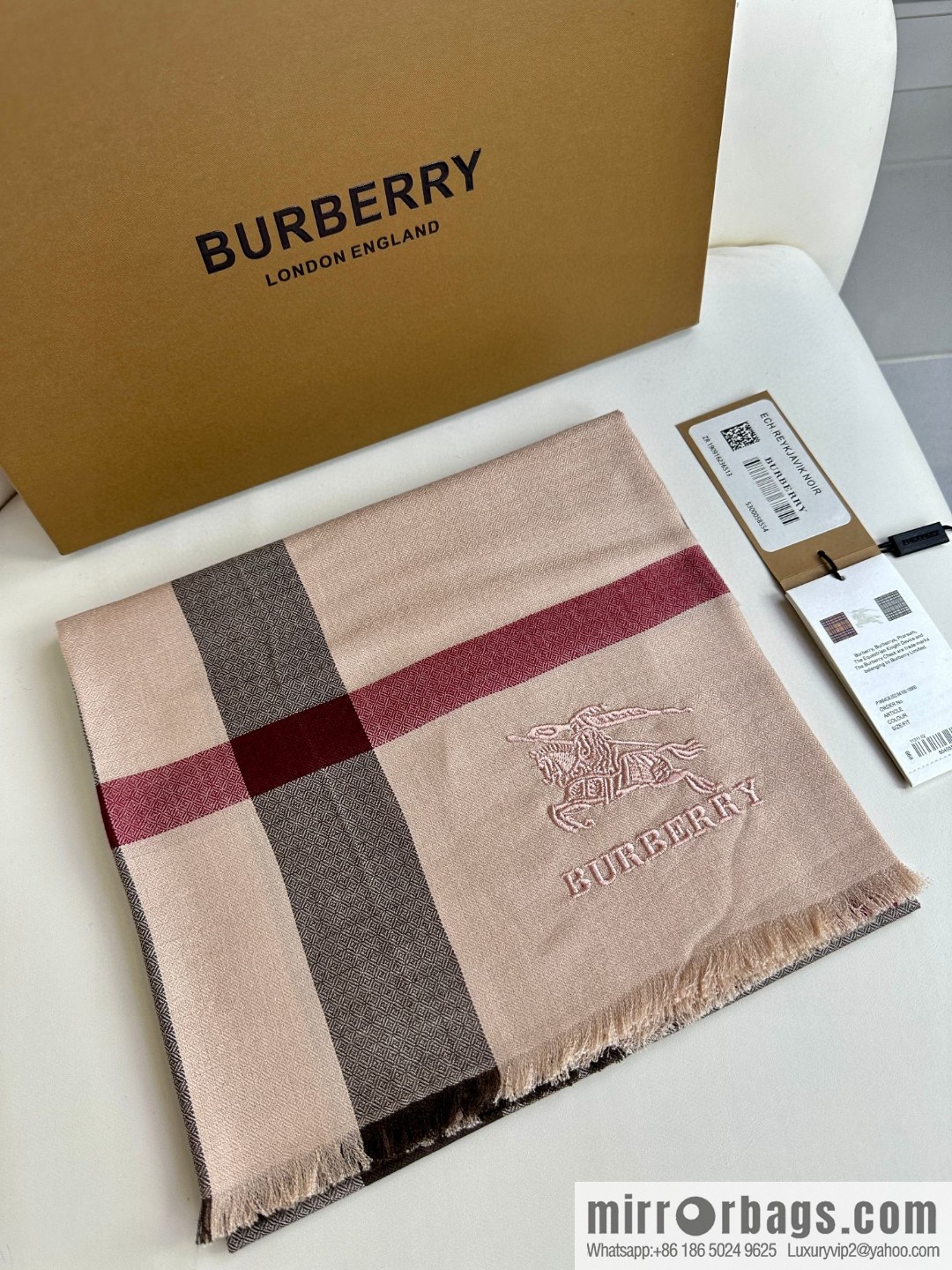 Burberry, Classic Checked Thin Diamond Velvet Scarf