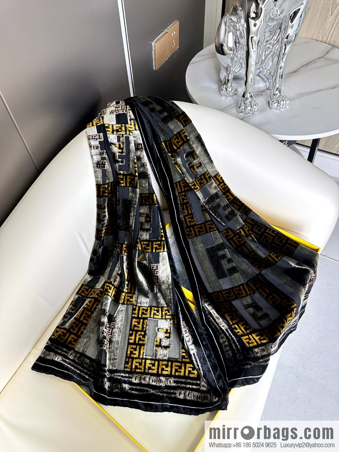 FENDI silk plus cashmere long towel