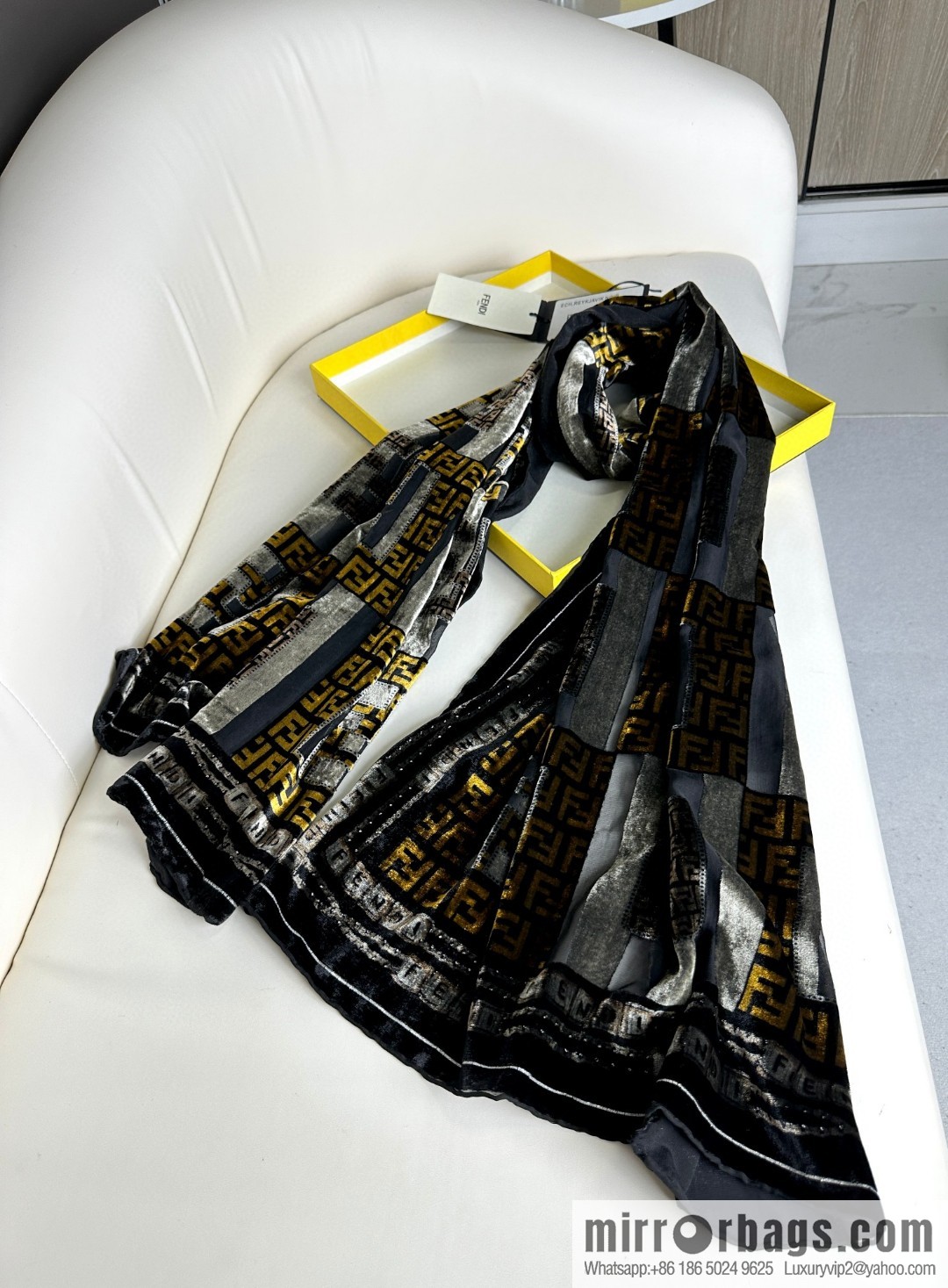 FENDI silk plus cashmere long towel