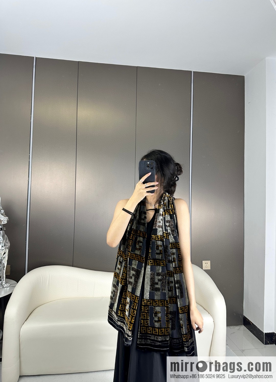 FENDI silk plus cashmere long towel