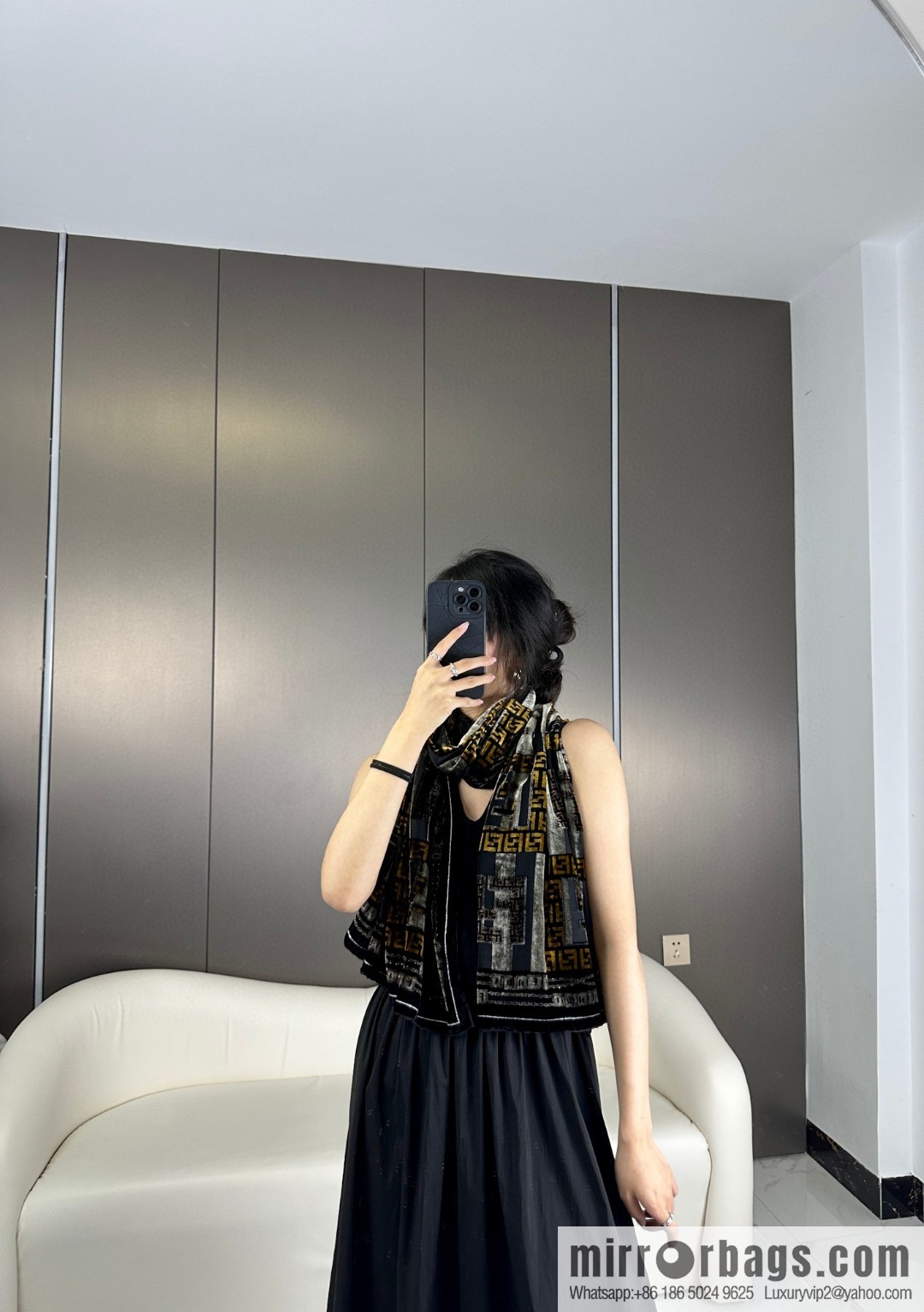 FENDI silk plus cashmere long towel