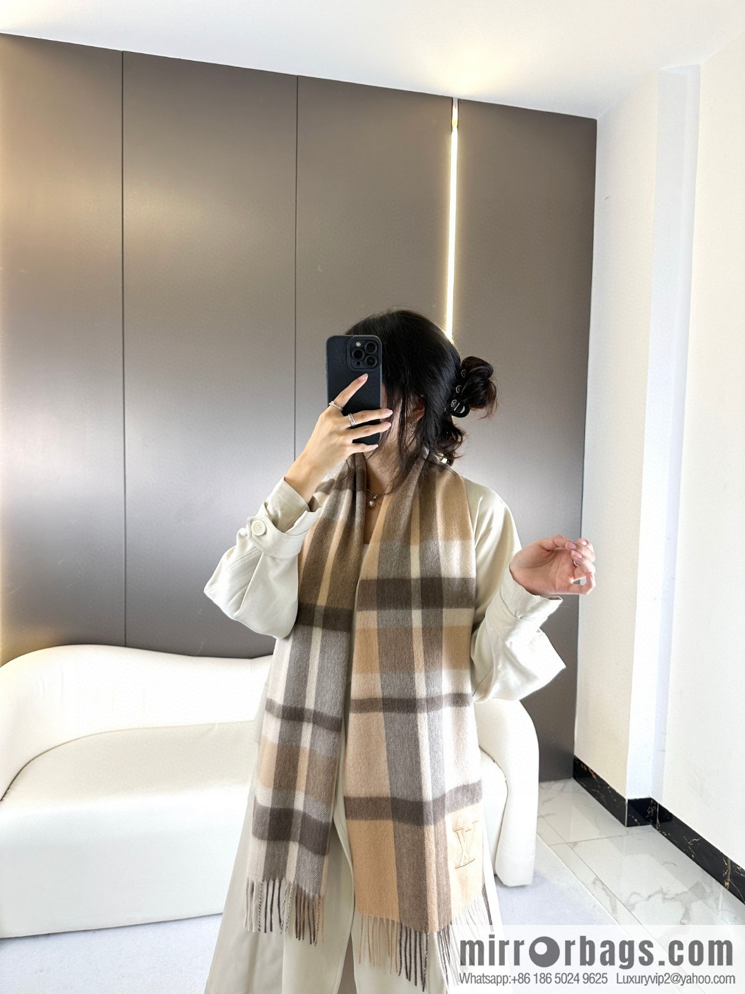 LV classic striped plaid, unisex couple cashmere scarf