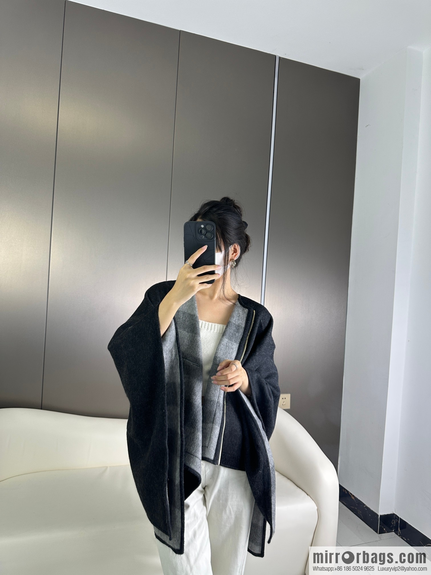 Burberry, Zip Striped Cape Shawl