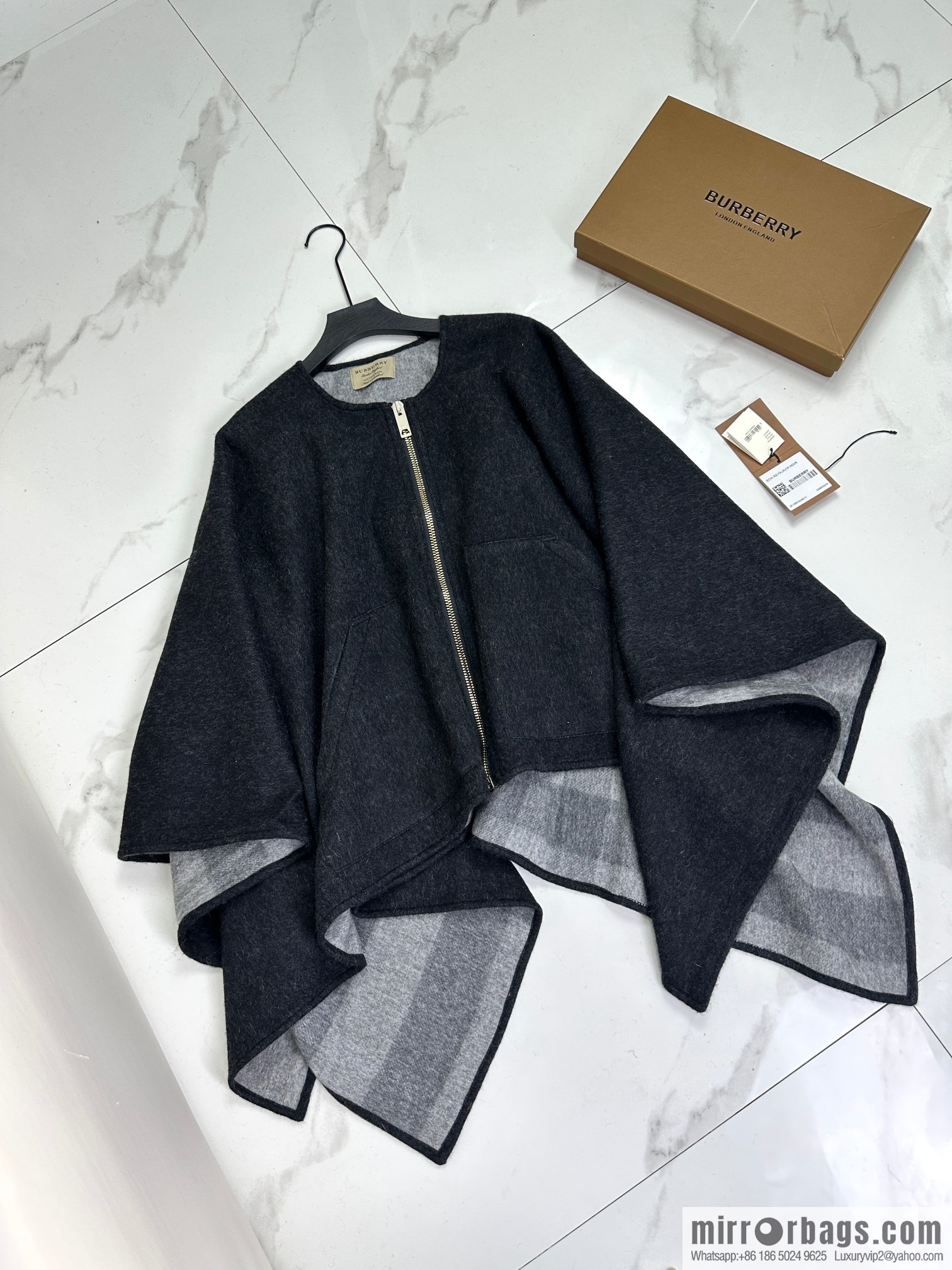Burberry, Zip Striped Cape Shawl
