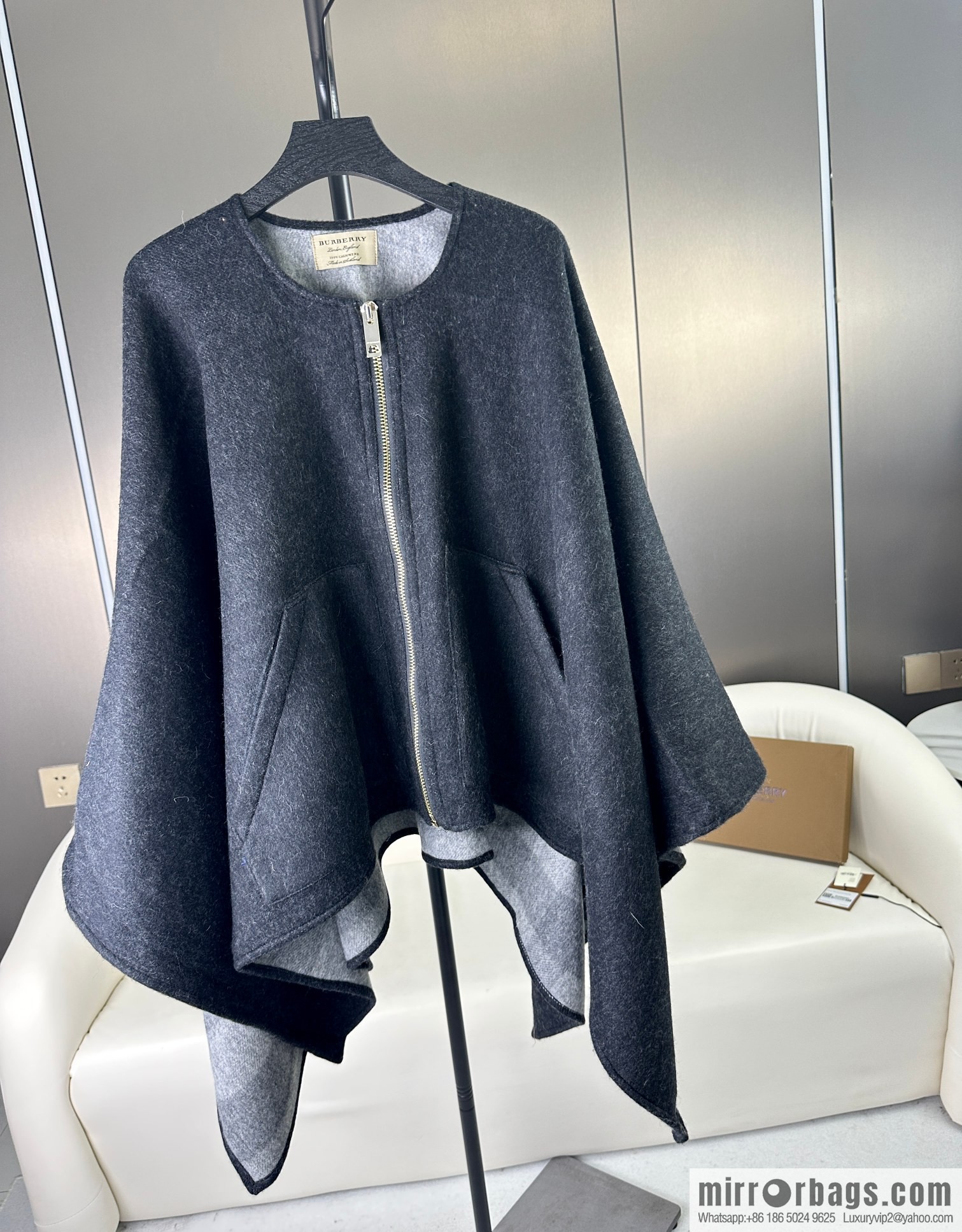Burberry, Zip Striped Cape Shawl