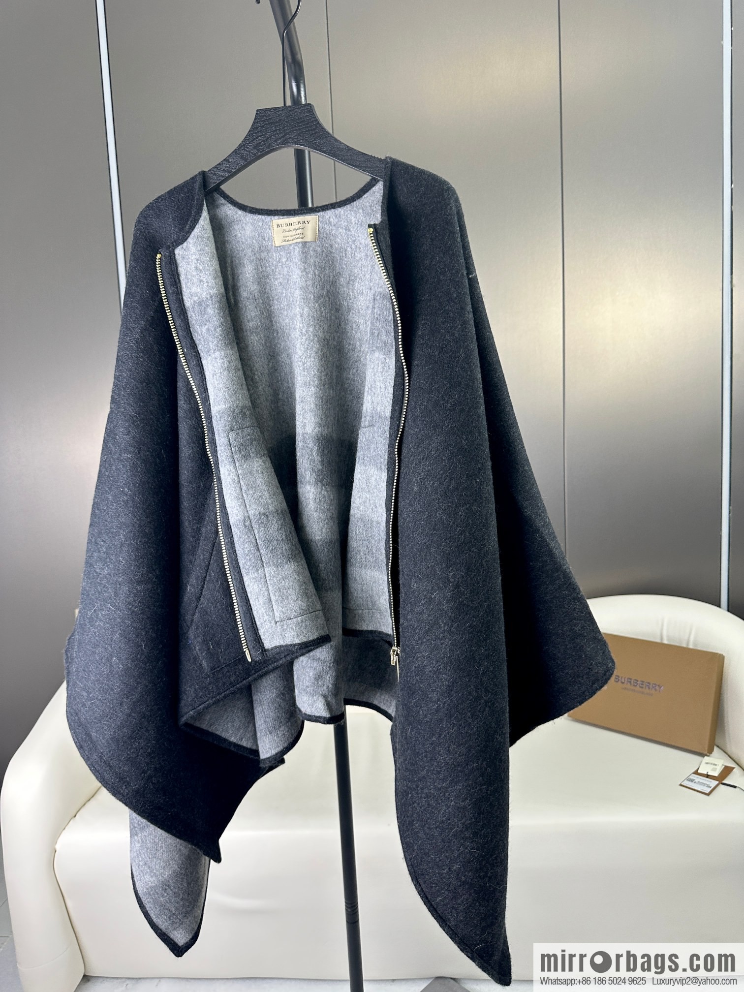 Burberry, Zip Striped Cape Shawl