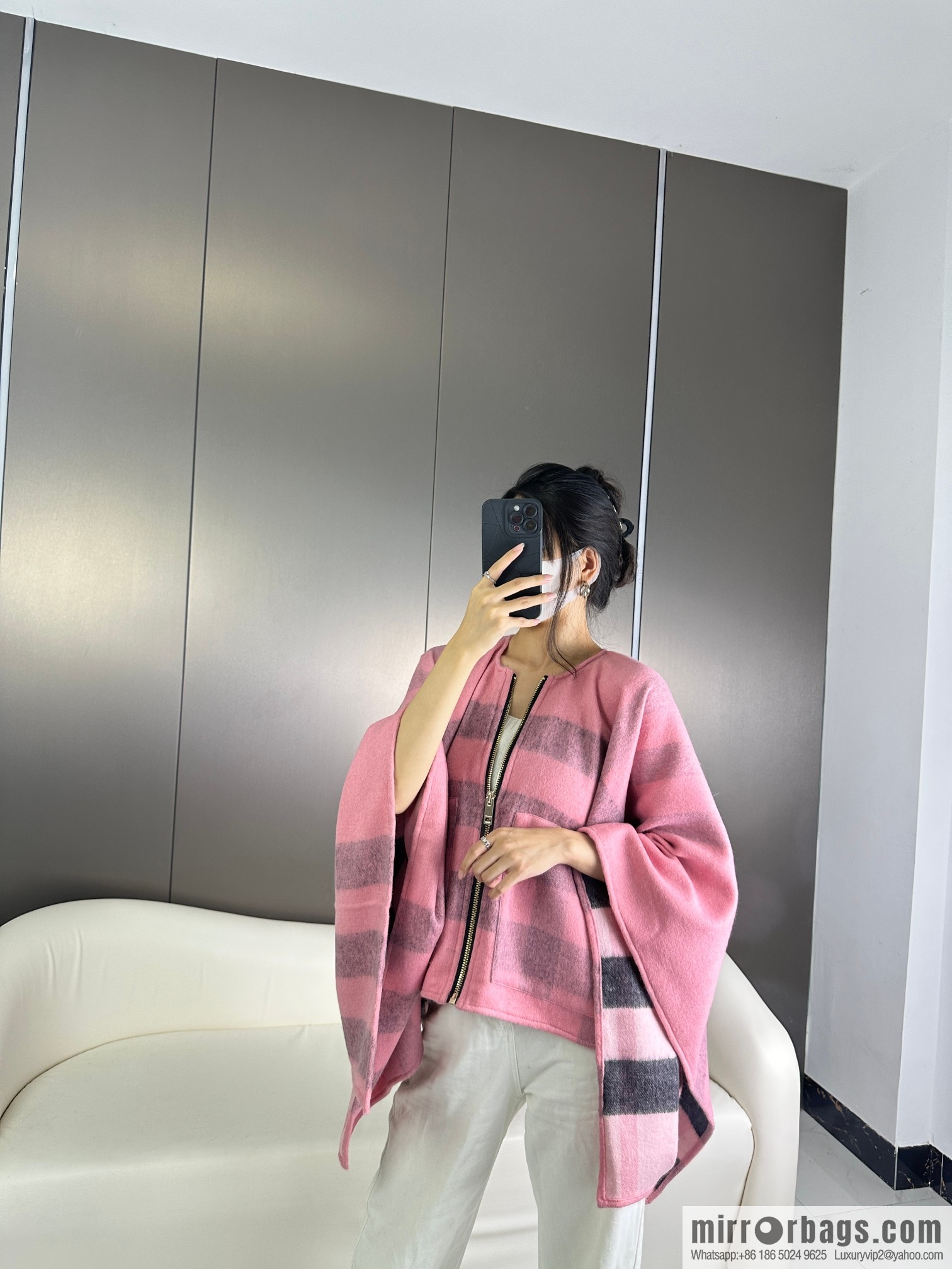 Burberry, Zip Striped Cape Shawl