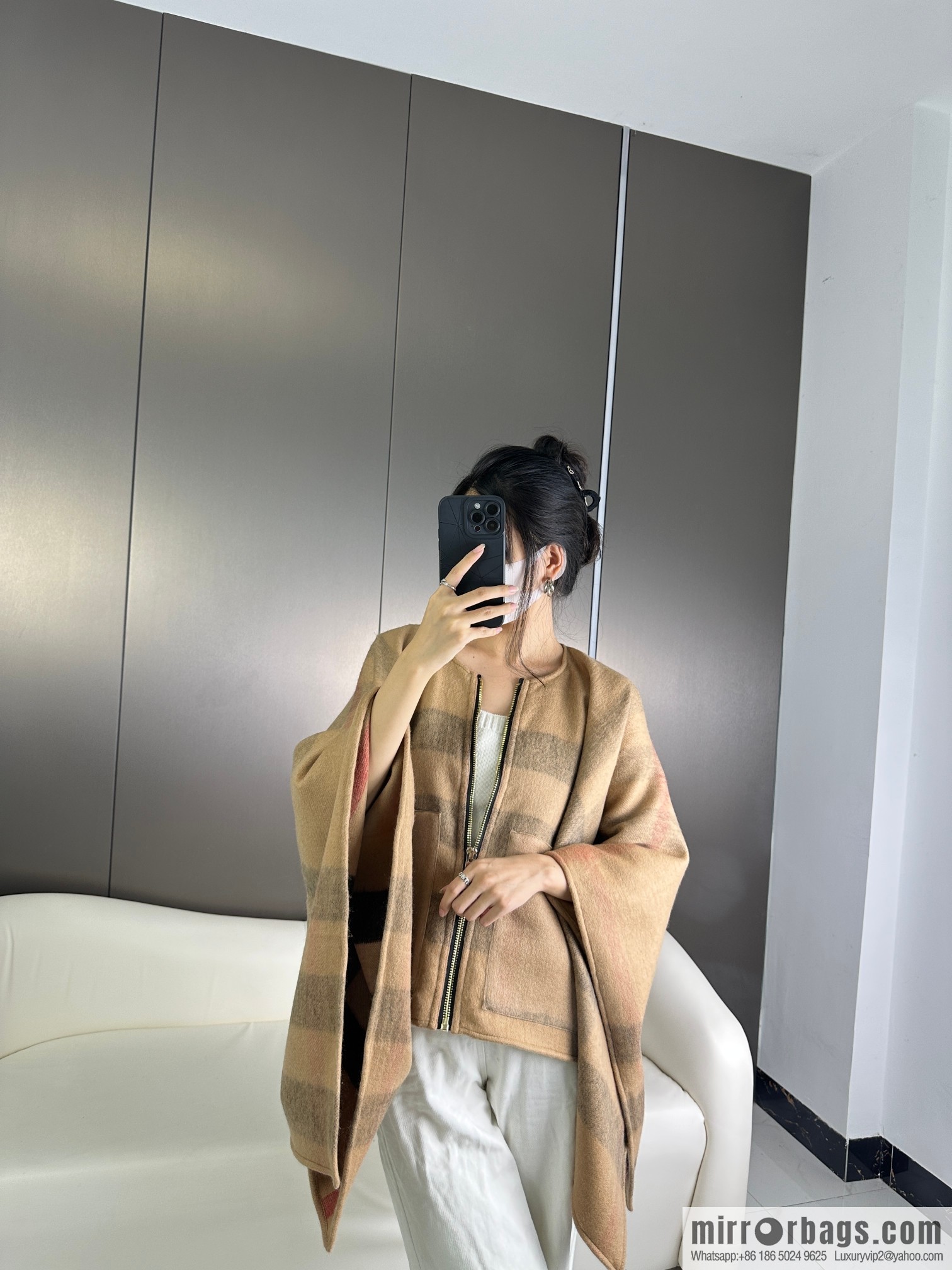 Burberry, Zip Striped Cape Shawl