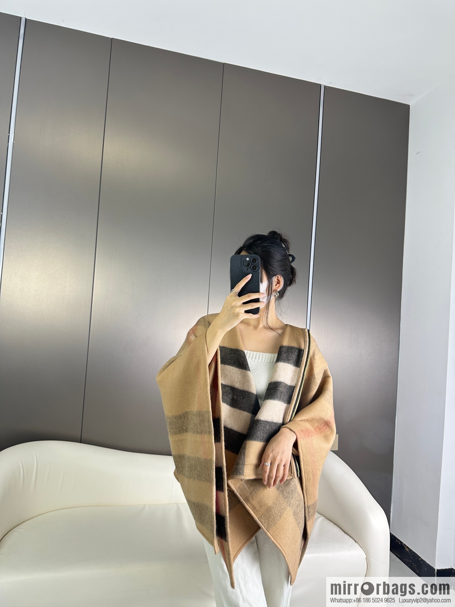 Burberry, Zip Striped Cape Shawl