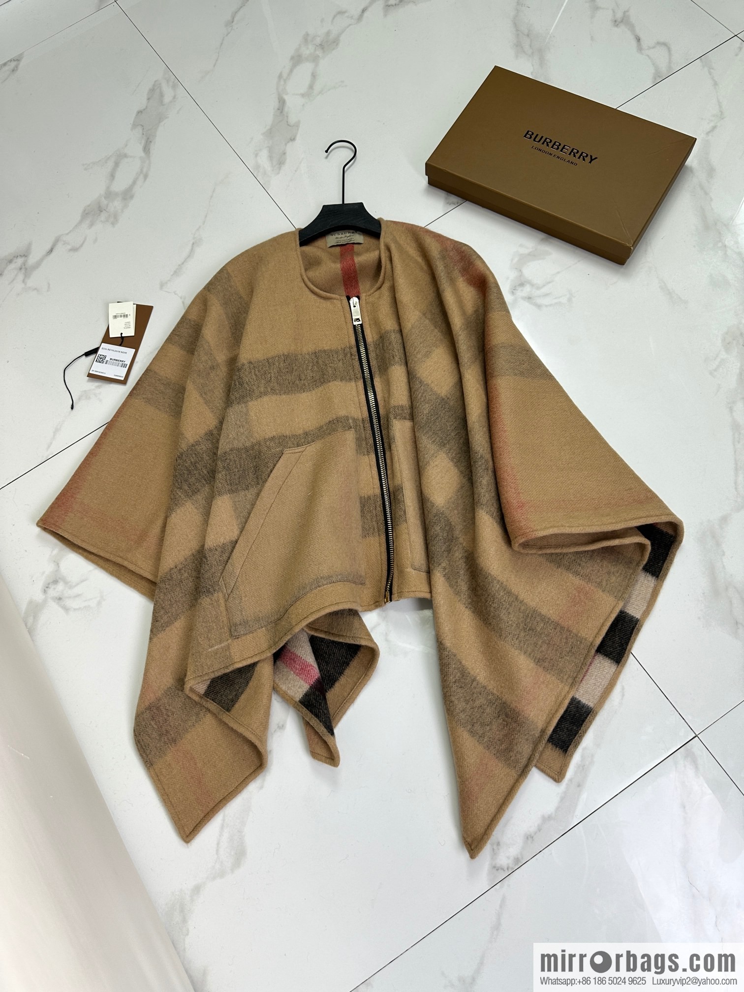 Burberry, Zip Striped Cape Shawl