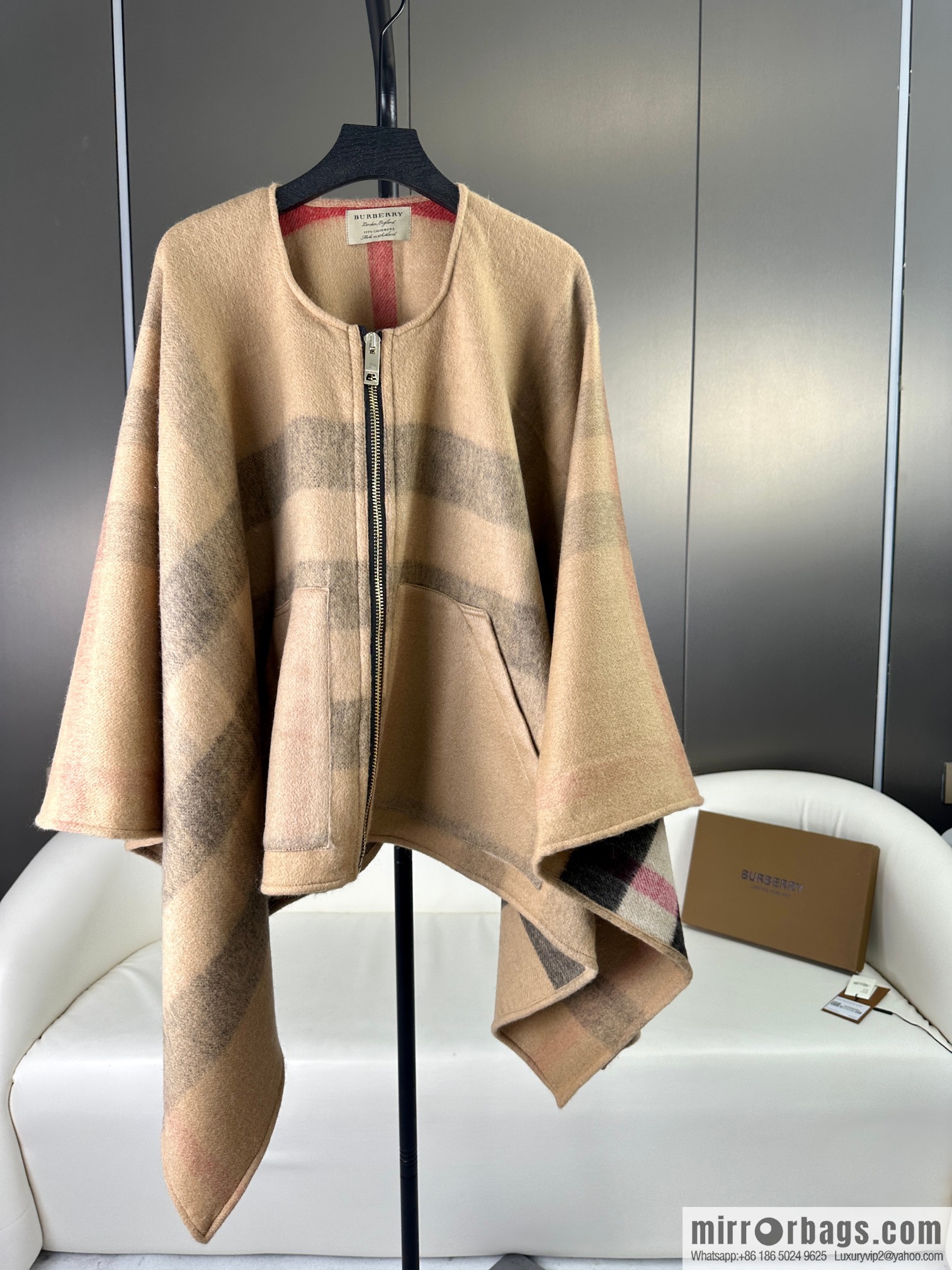 Burberry, Zip Striped Cape Shawl