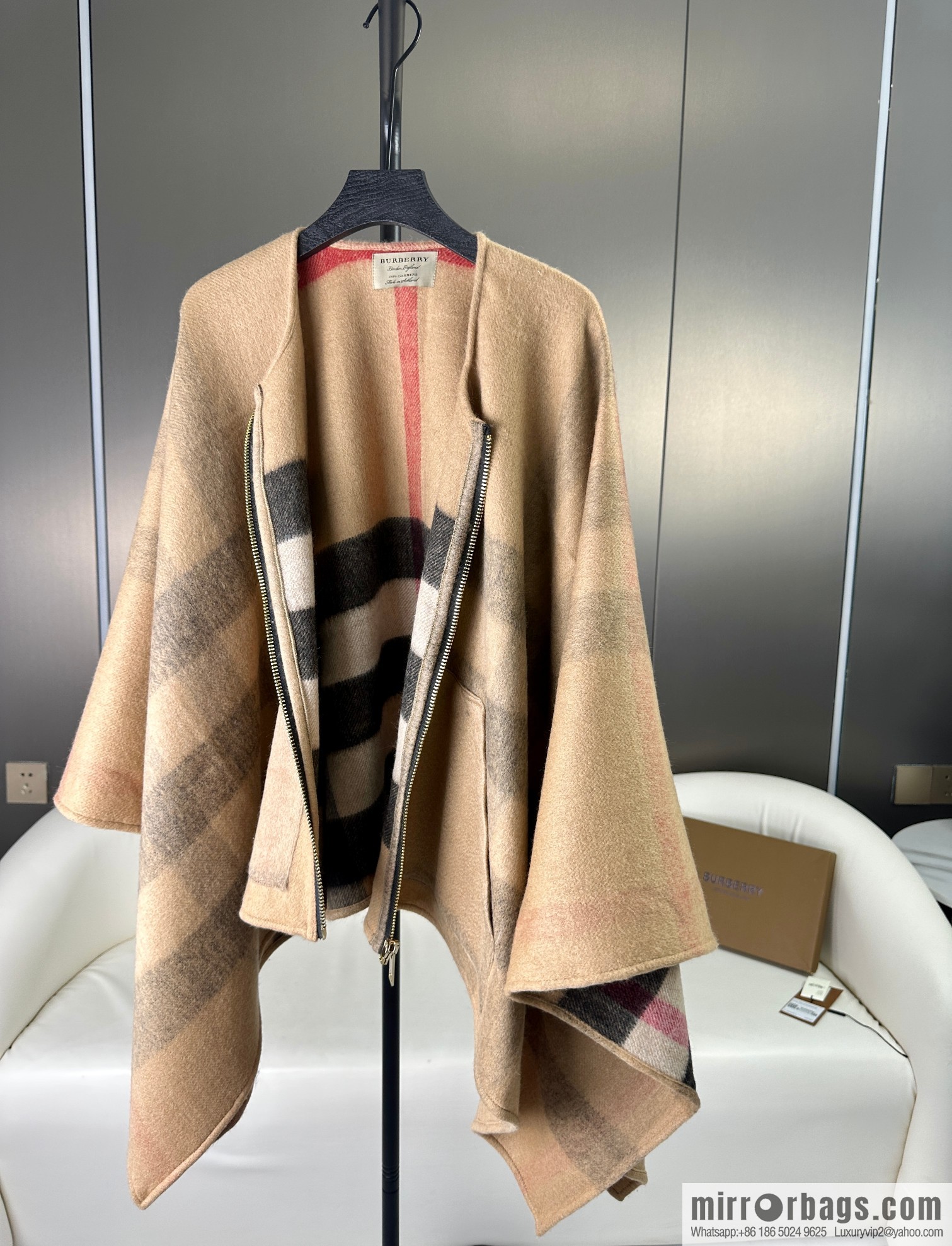 Burberry, Zip Striped Cape Shawl