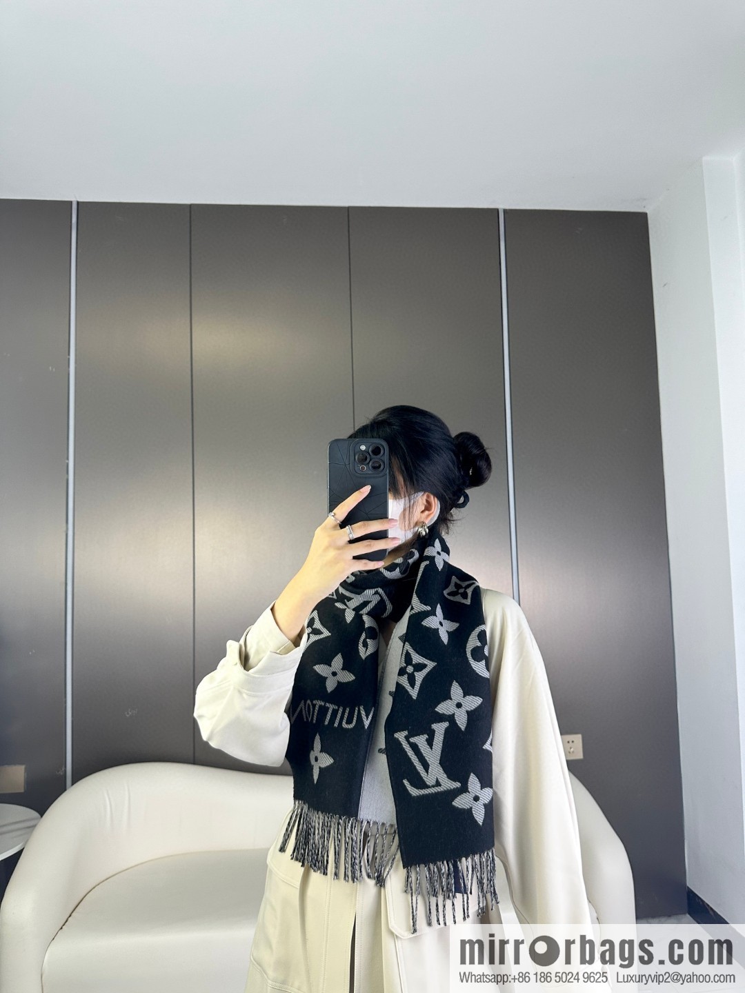 LV Monogram pattern, wool towel