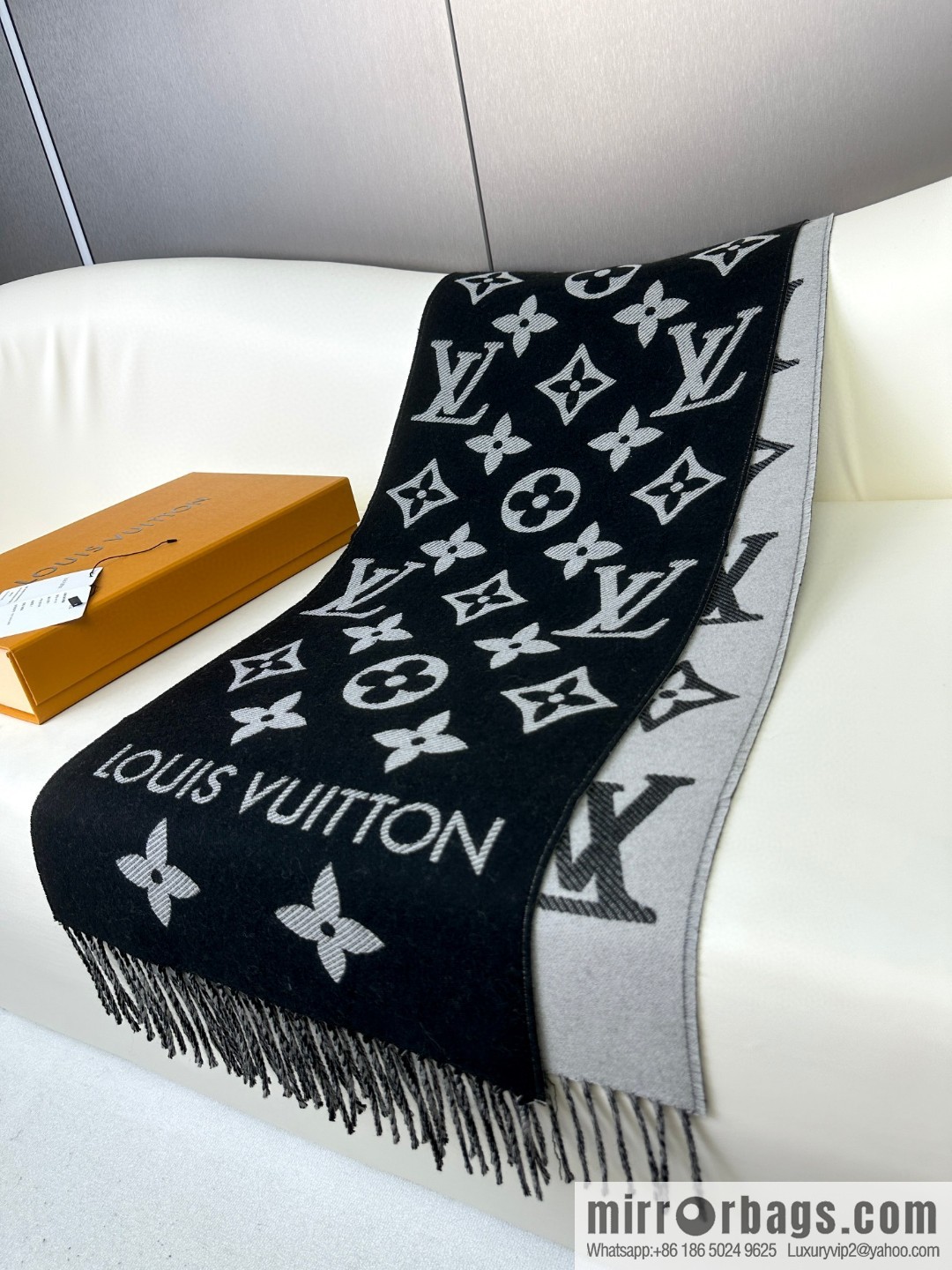 LV Monogram pattern, wool towel