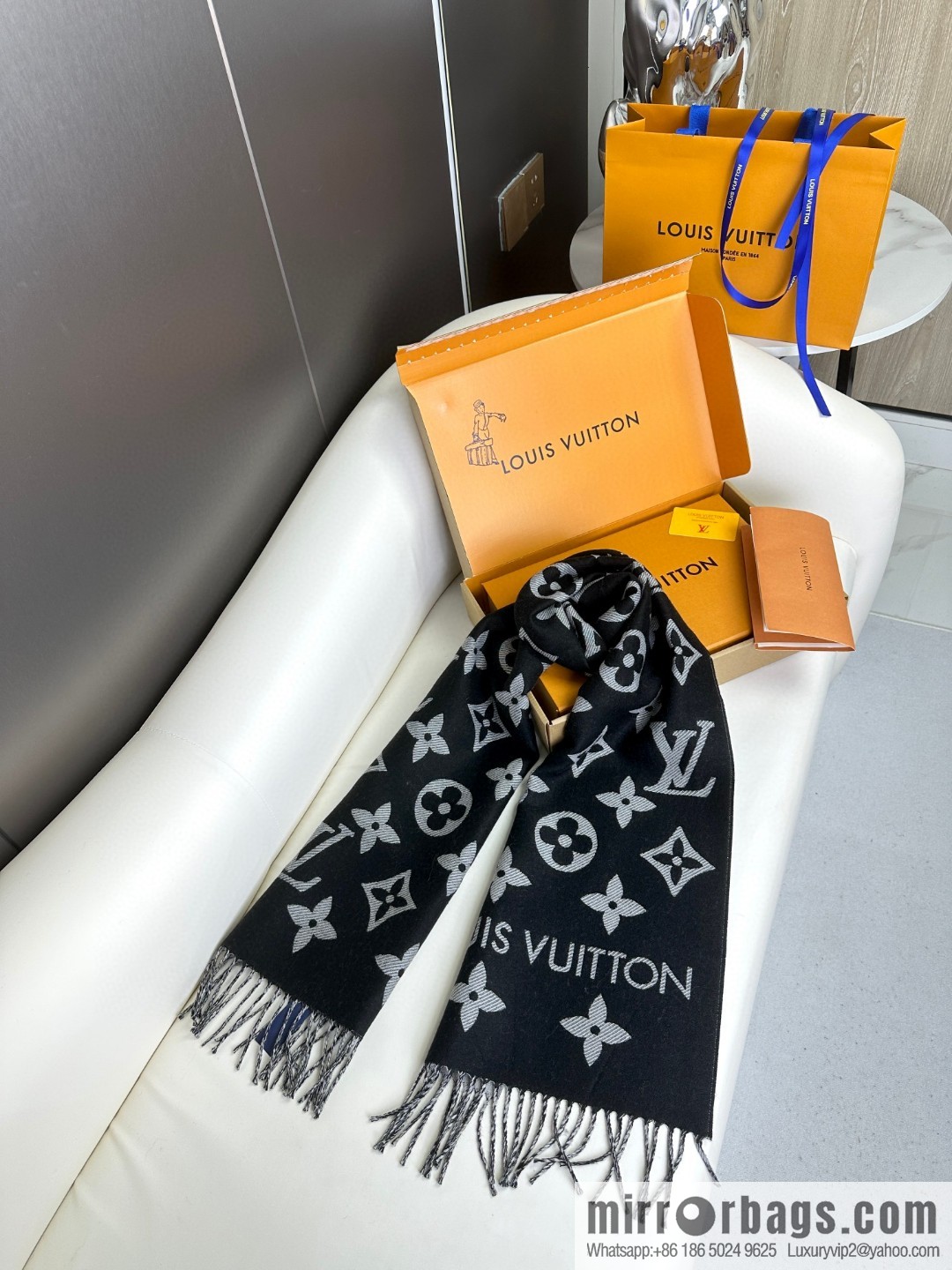 LV Monogram pattern, wool towel