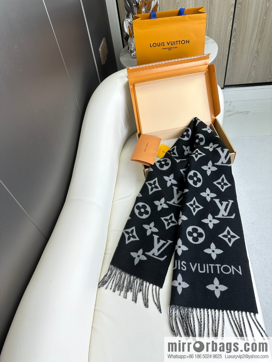LV Monogram pattern, wool towel