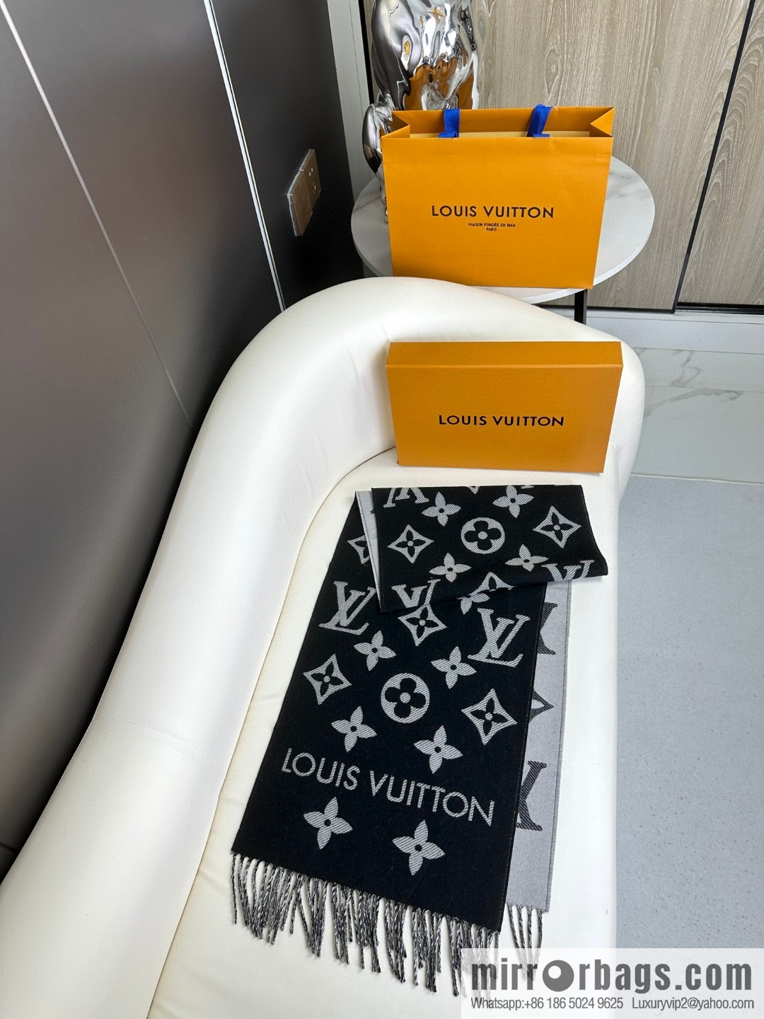 LV Monogram pattern, wool towel