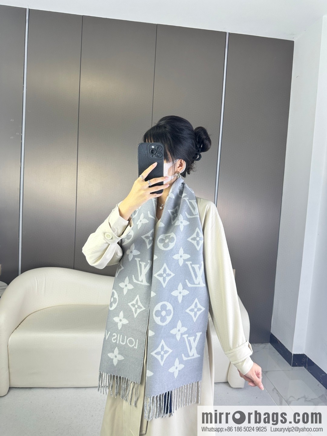 LV Monogram pattern, wool towel