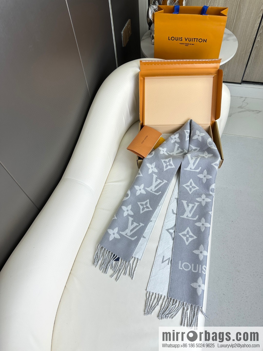 LV Monogram pattern, wool towel