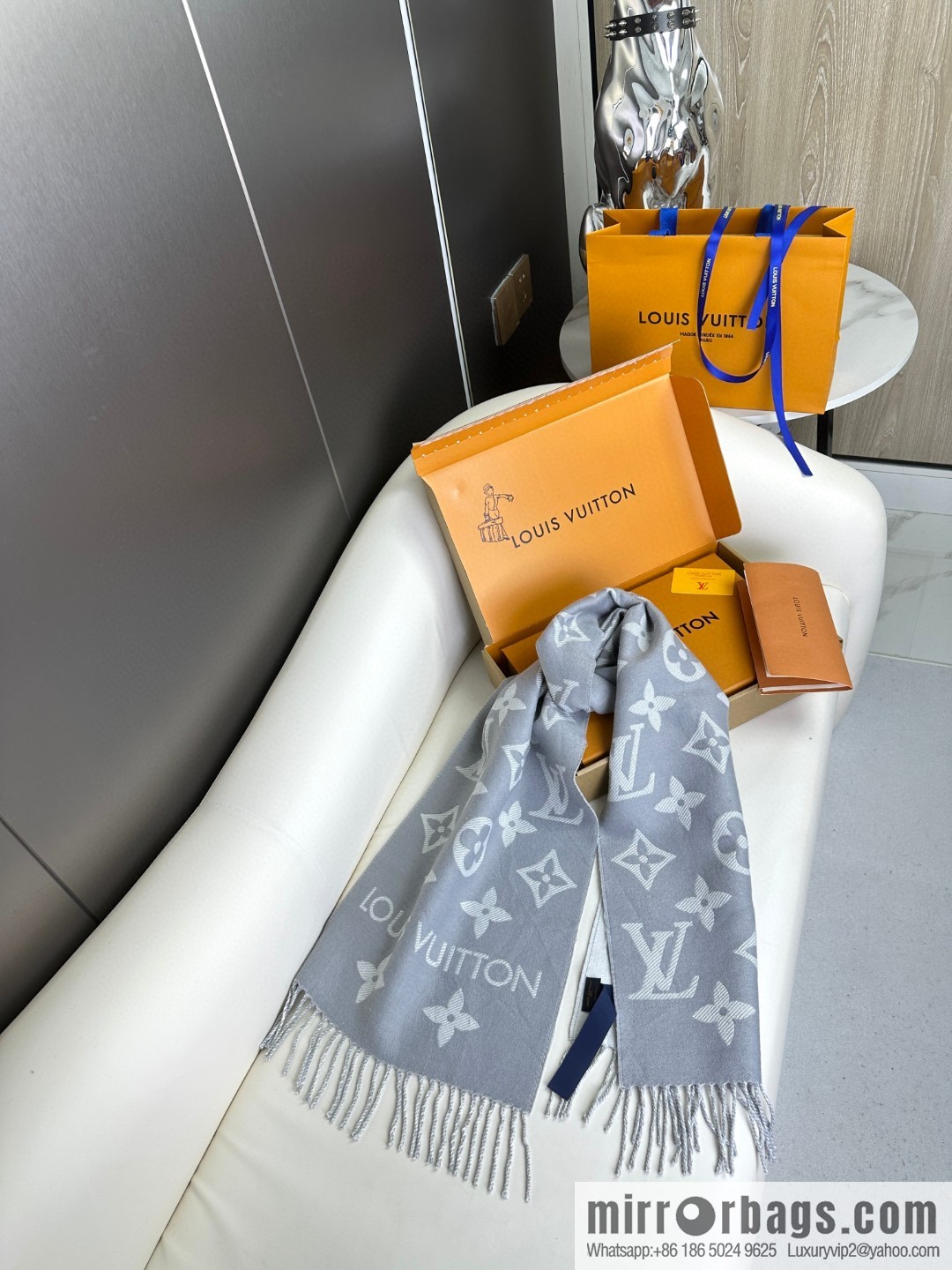 LV Monogram pattern, wool towel