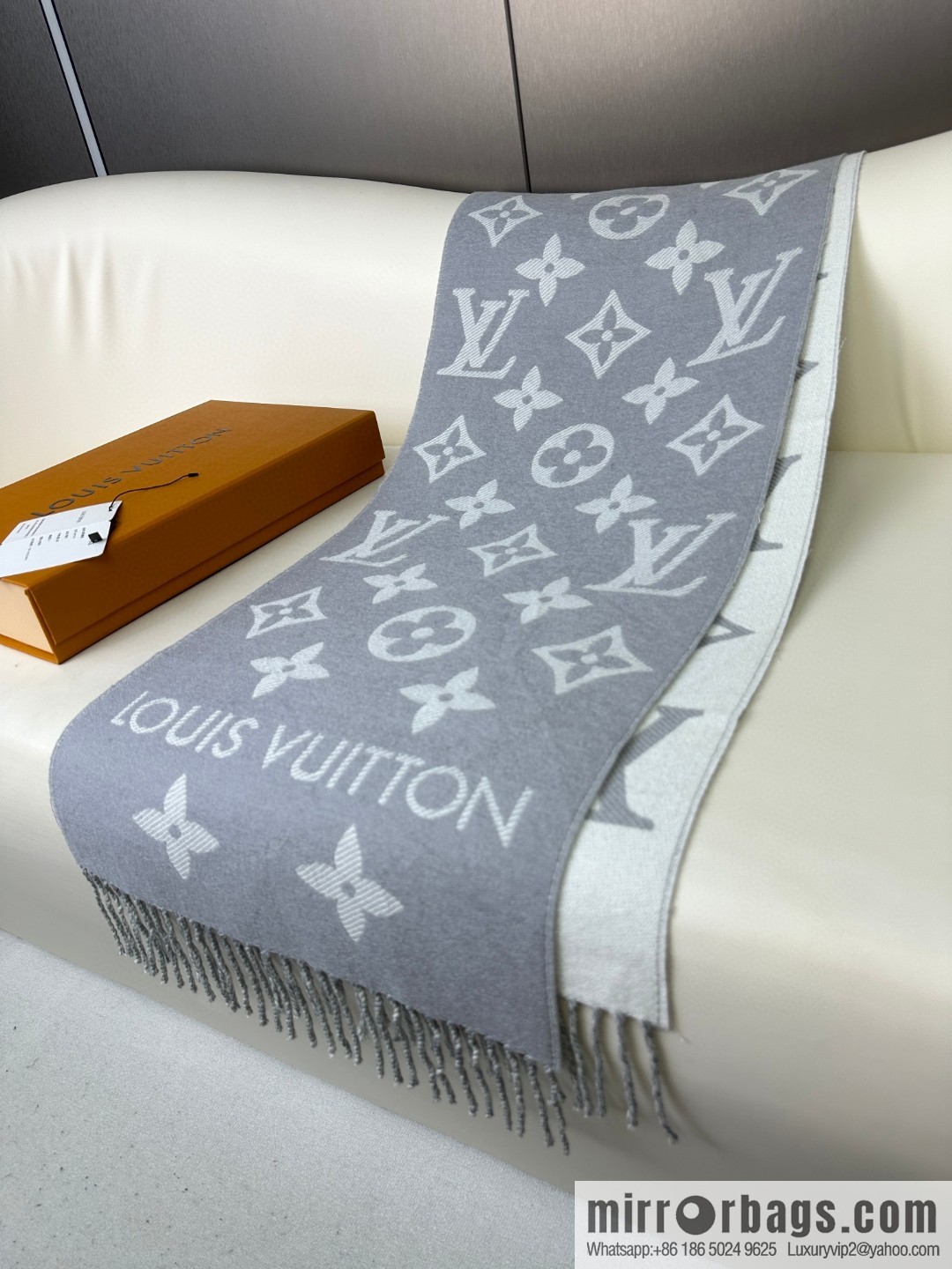 LV Monogram pattern, wool towel
