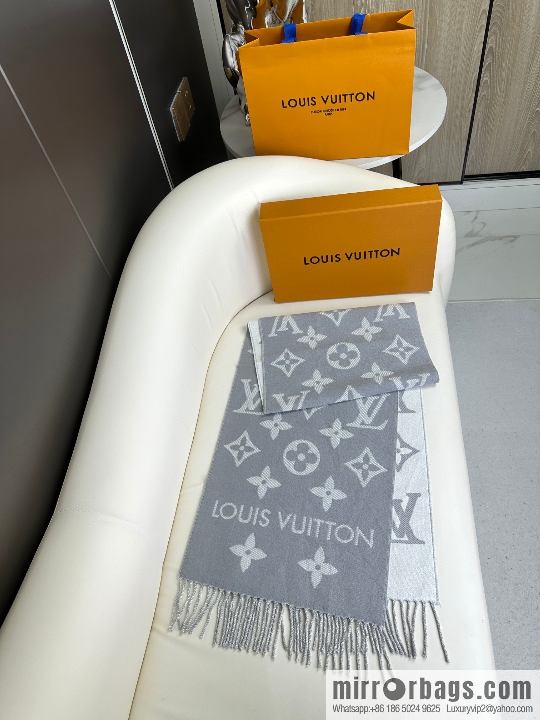 LV Monogram pattern, wool towel