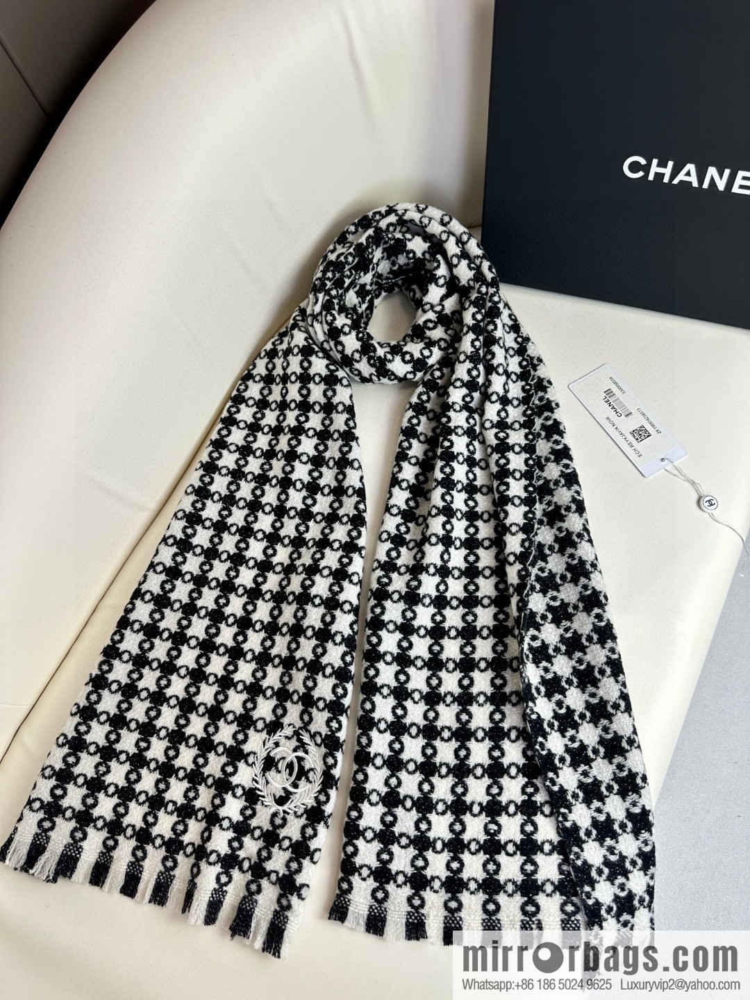 CHANEL 2023 Chanel new cashmere thousand bird grid scarf