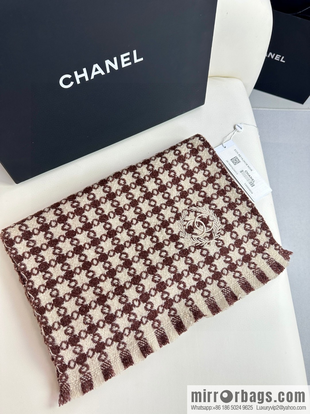 CHANEL 2023 Chanel new cashmere thousand bird grid scarf