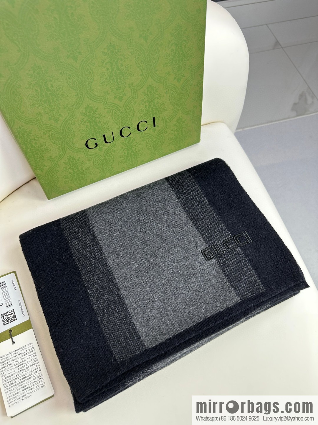 GUCCI classic stripes, imported knitted cashmere, high-end men's scarf
