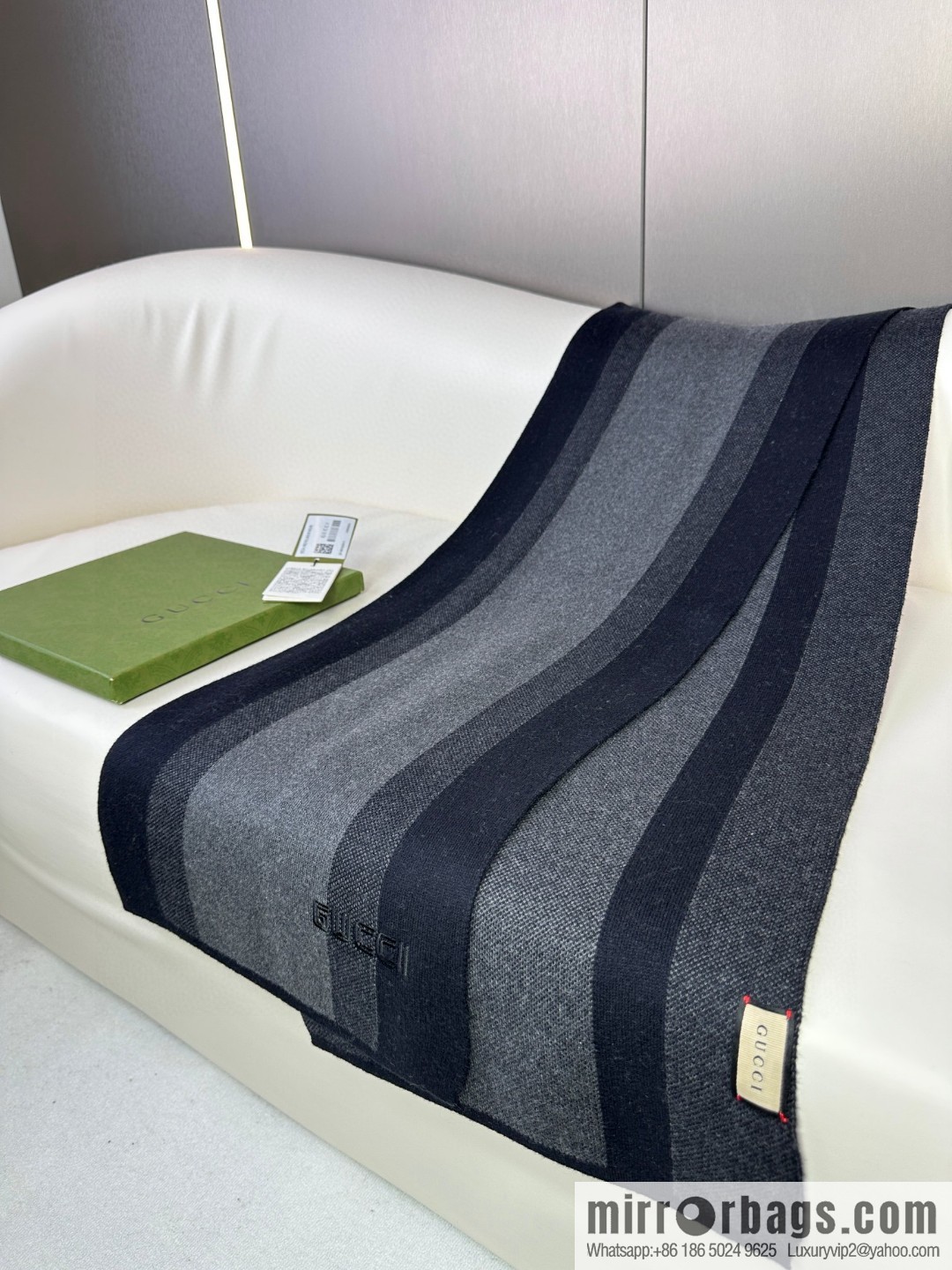GUCCI classic stripes, imported knitted cashmere, high-end men's scarf
