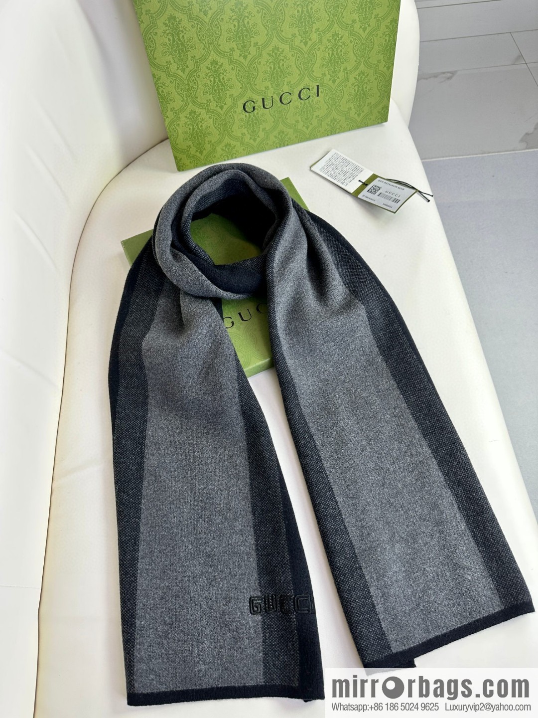 GUCCI classic stripes, imported knitted cashmere, high-end men's scarf