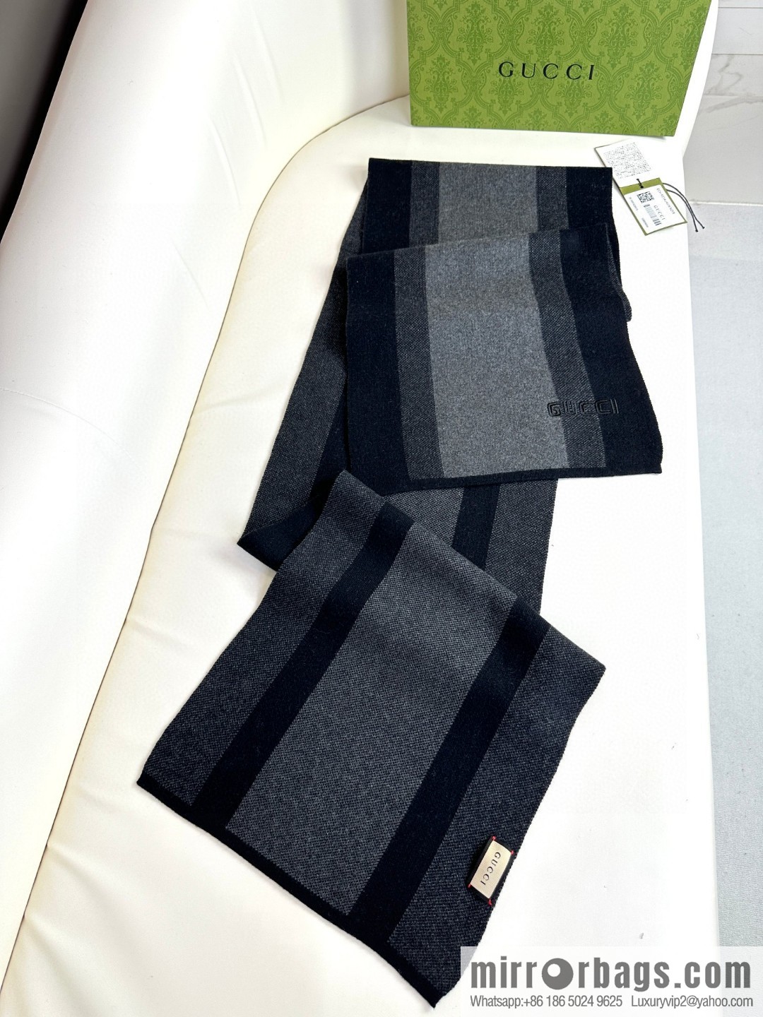 GUCCI classic stripes, imported knitted cashmere, high-end men's scarf