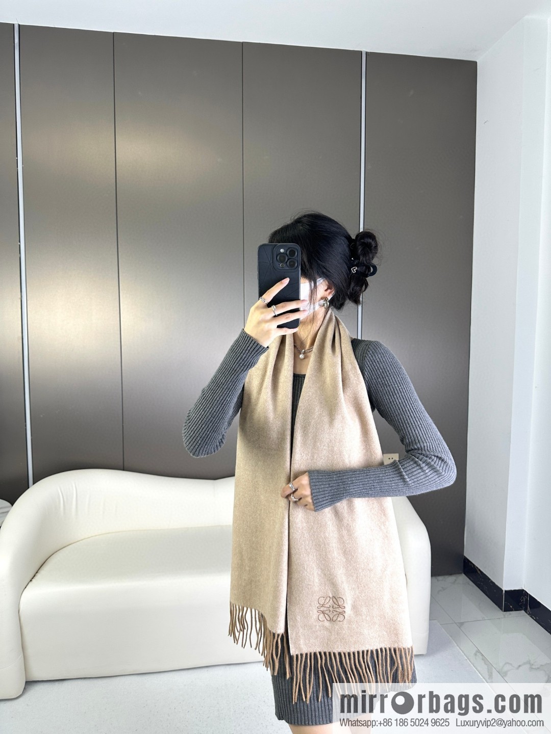 LOEWE double-sided color scheme cashmere scarf