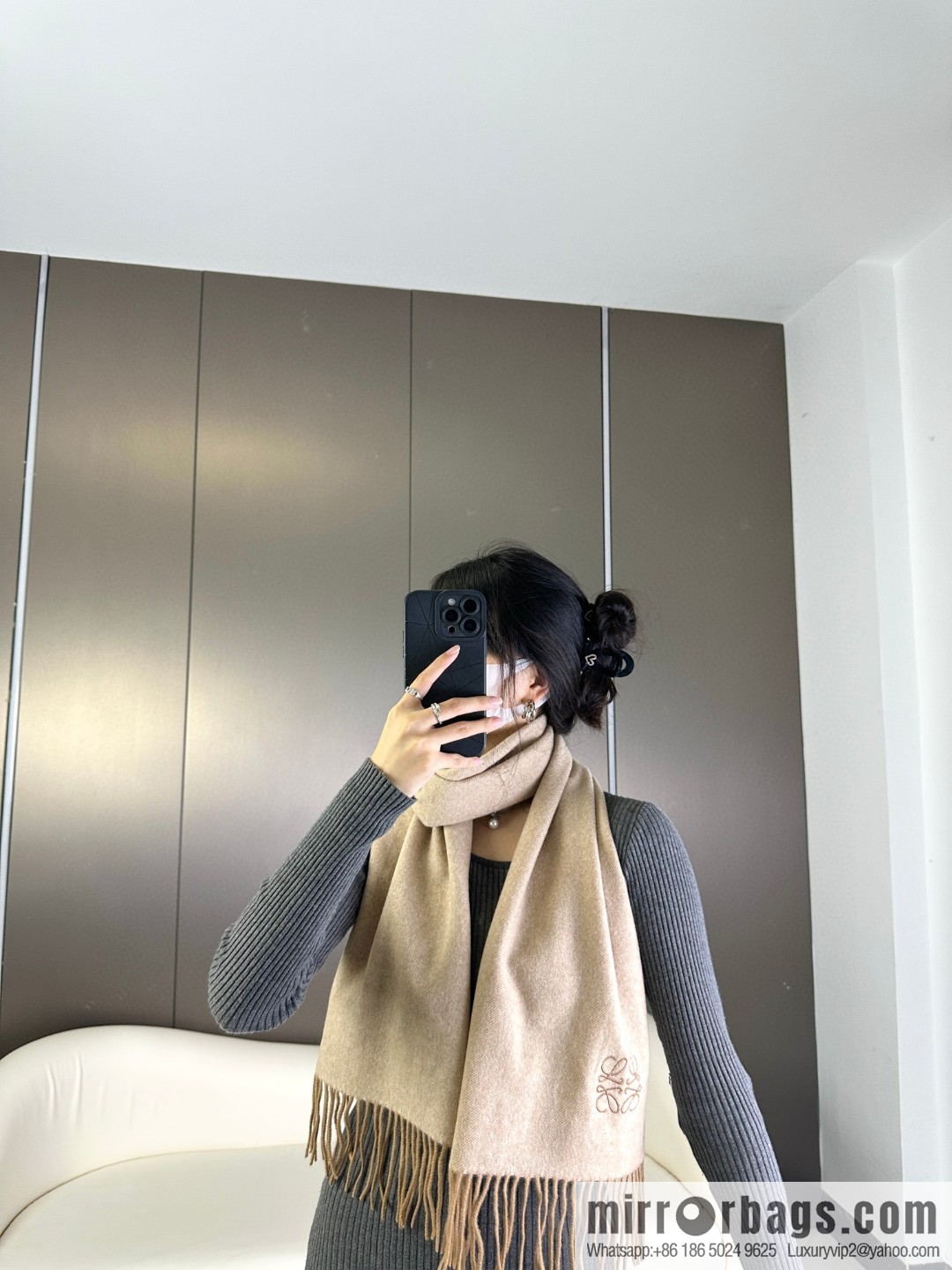 LOEWE double-sided color scheme cashmere scarf