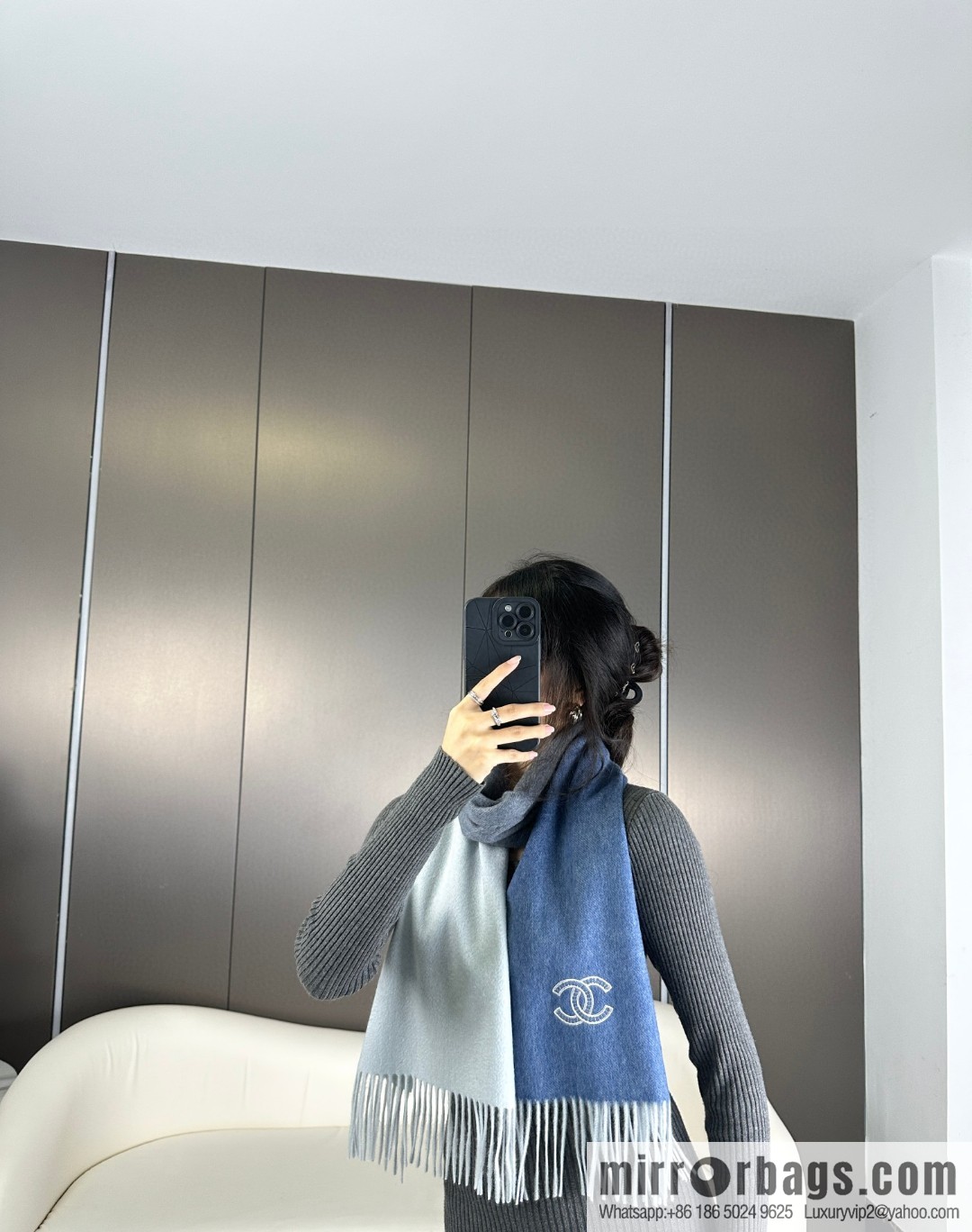 CHANEL Paris Fashion Show Business Men's and Women's Universal Double-Sided Cashmere Shawl