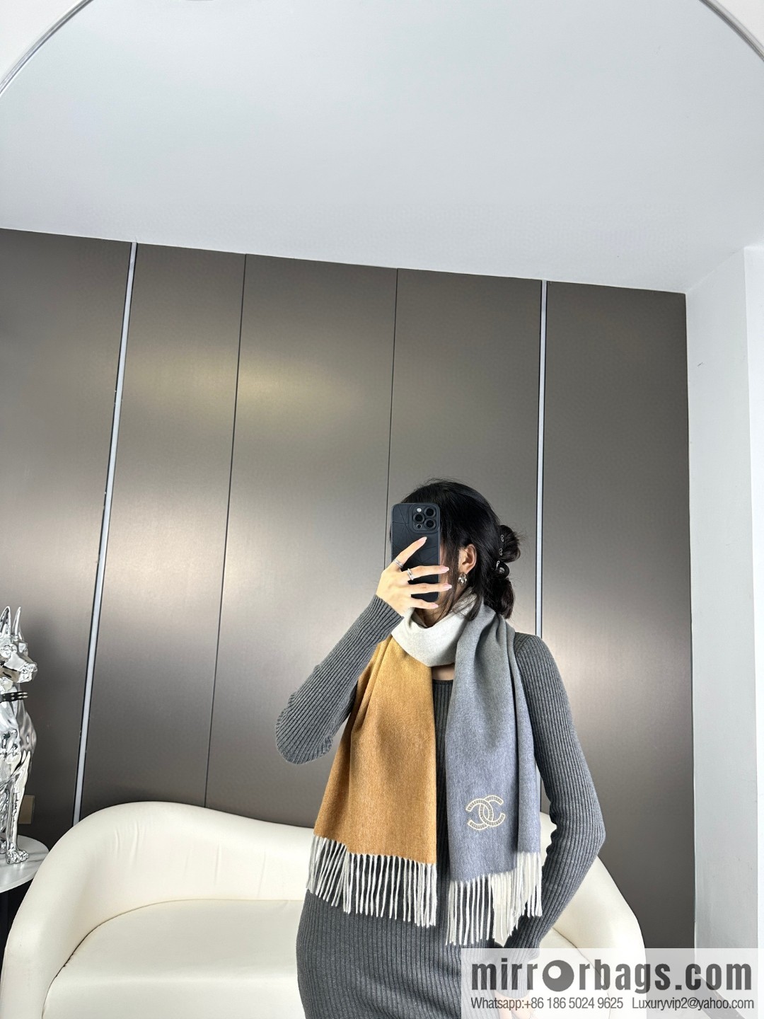 CHANEL Paris Fashion Show Business Men's and Women's Universal Double-Sided Cashmere Shawl