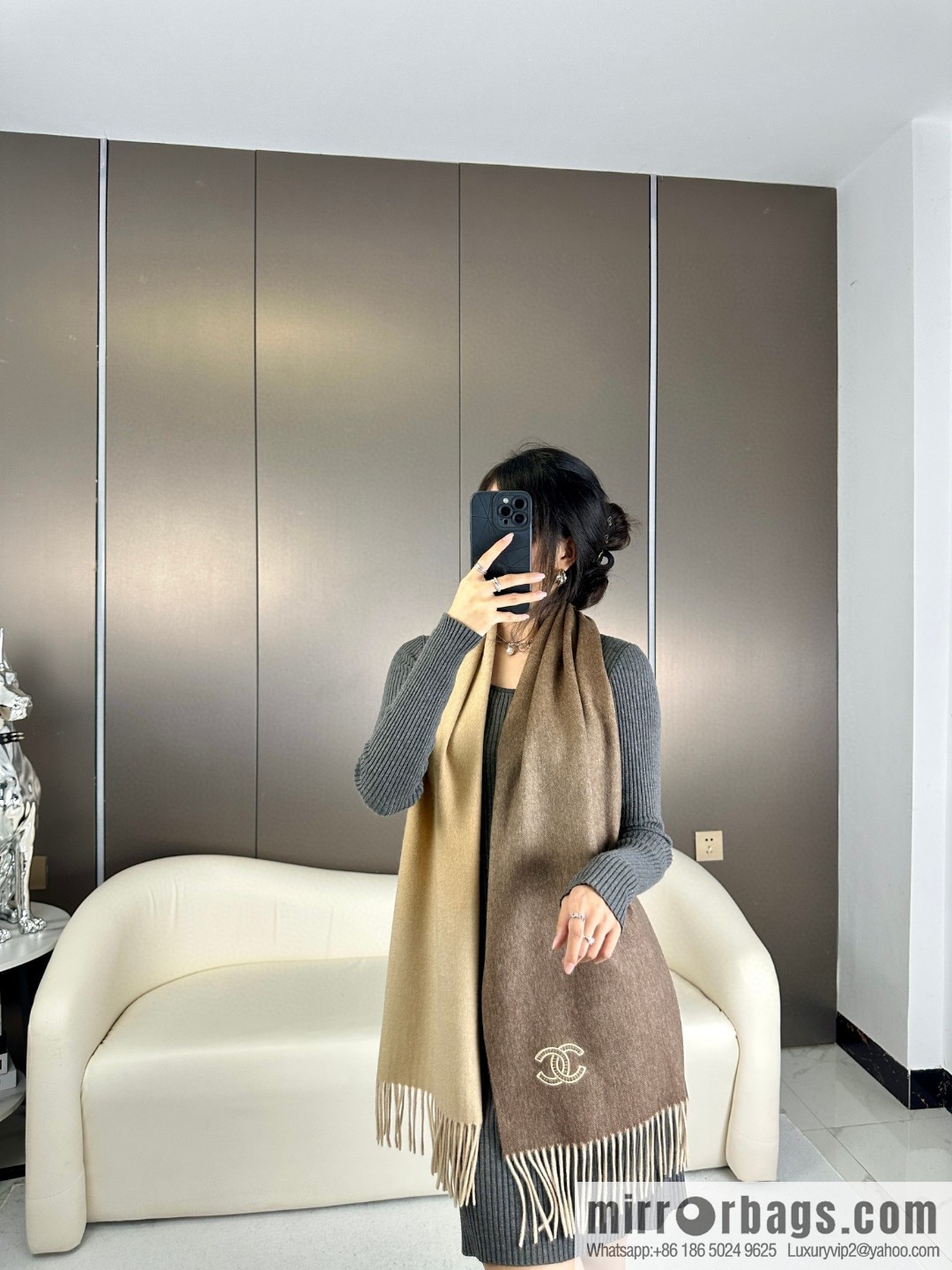 CHANEL Paris Fashion Show Business Men's and Women's Universal Double-Sided Cashmere Shawl