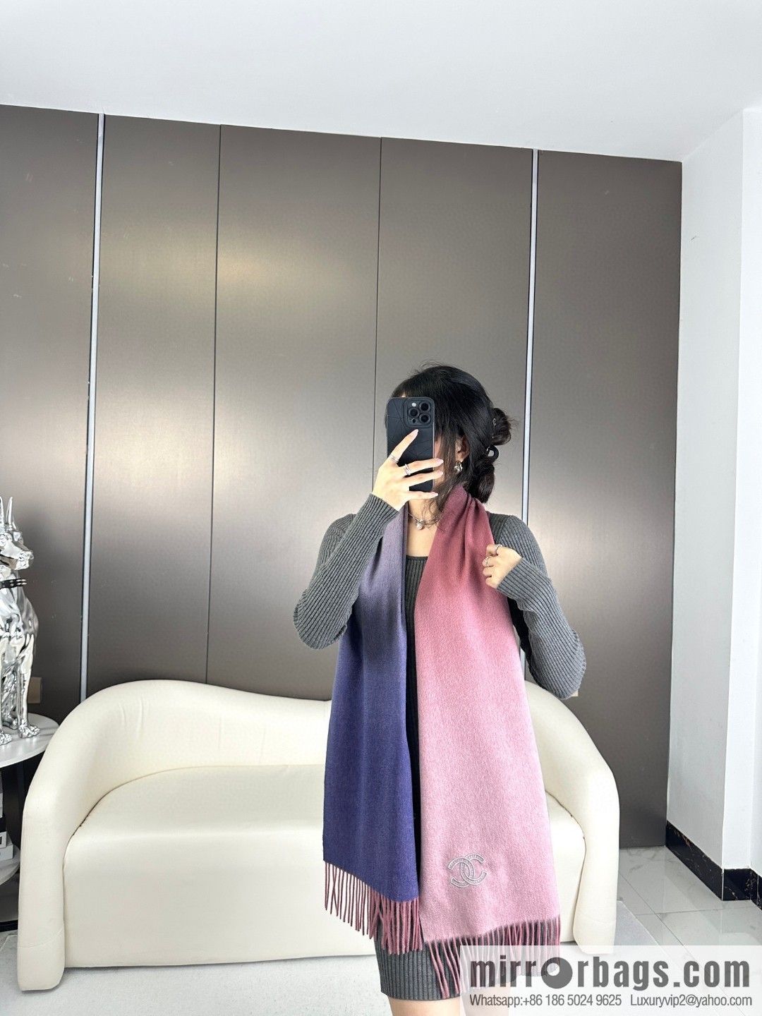 CHANEL Paris Fashion Show Business Men's and Women's Universal Double-Sided Cashmere Shawl