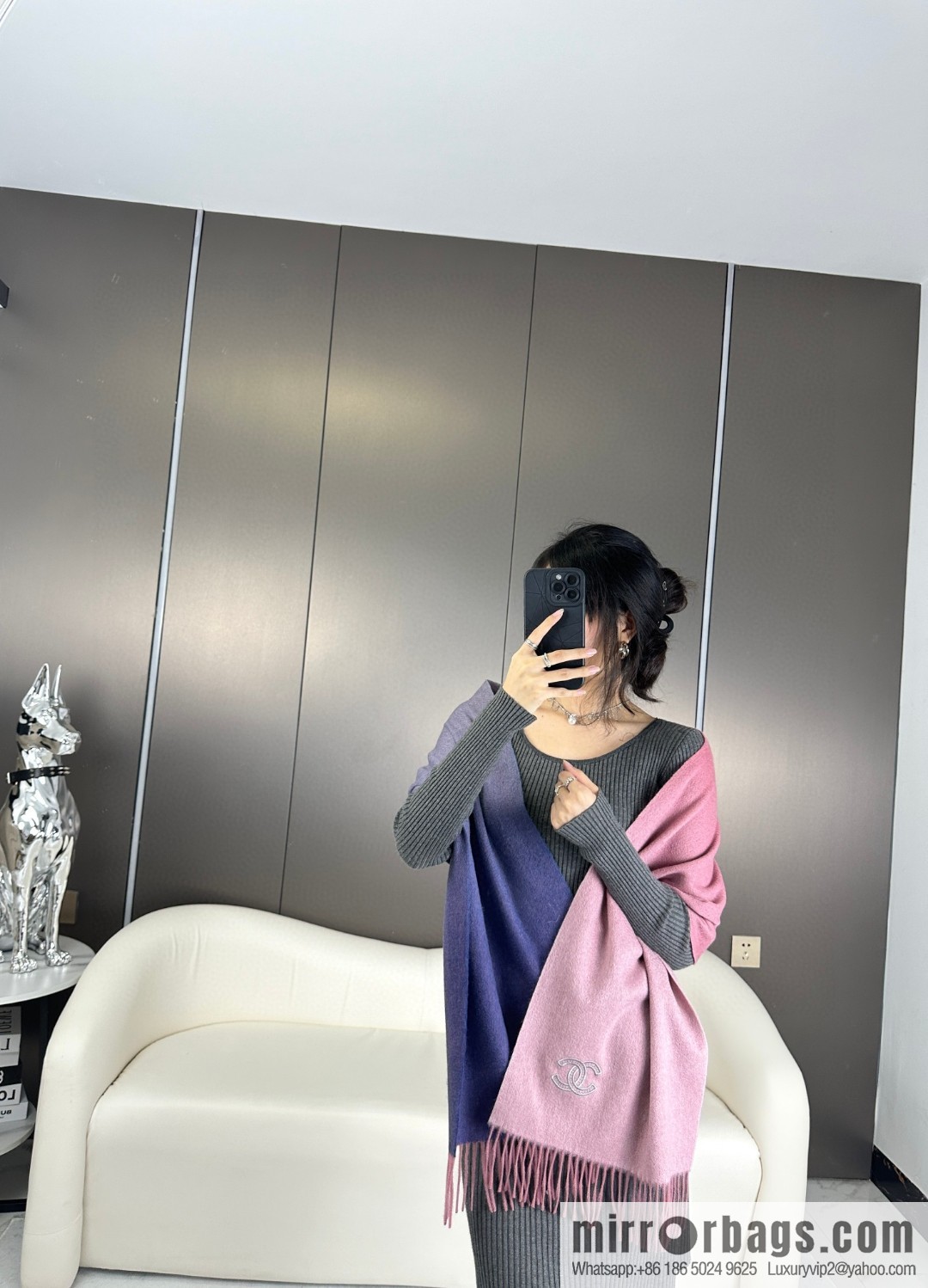 CHANEL Paris Fashion Show Business Men's and Women's Universal Double-Sided Cashmere Shawl