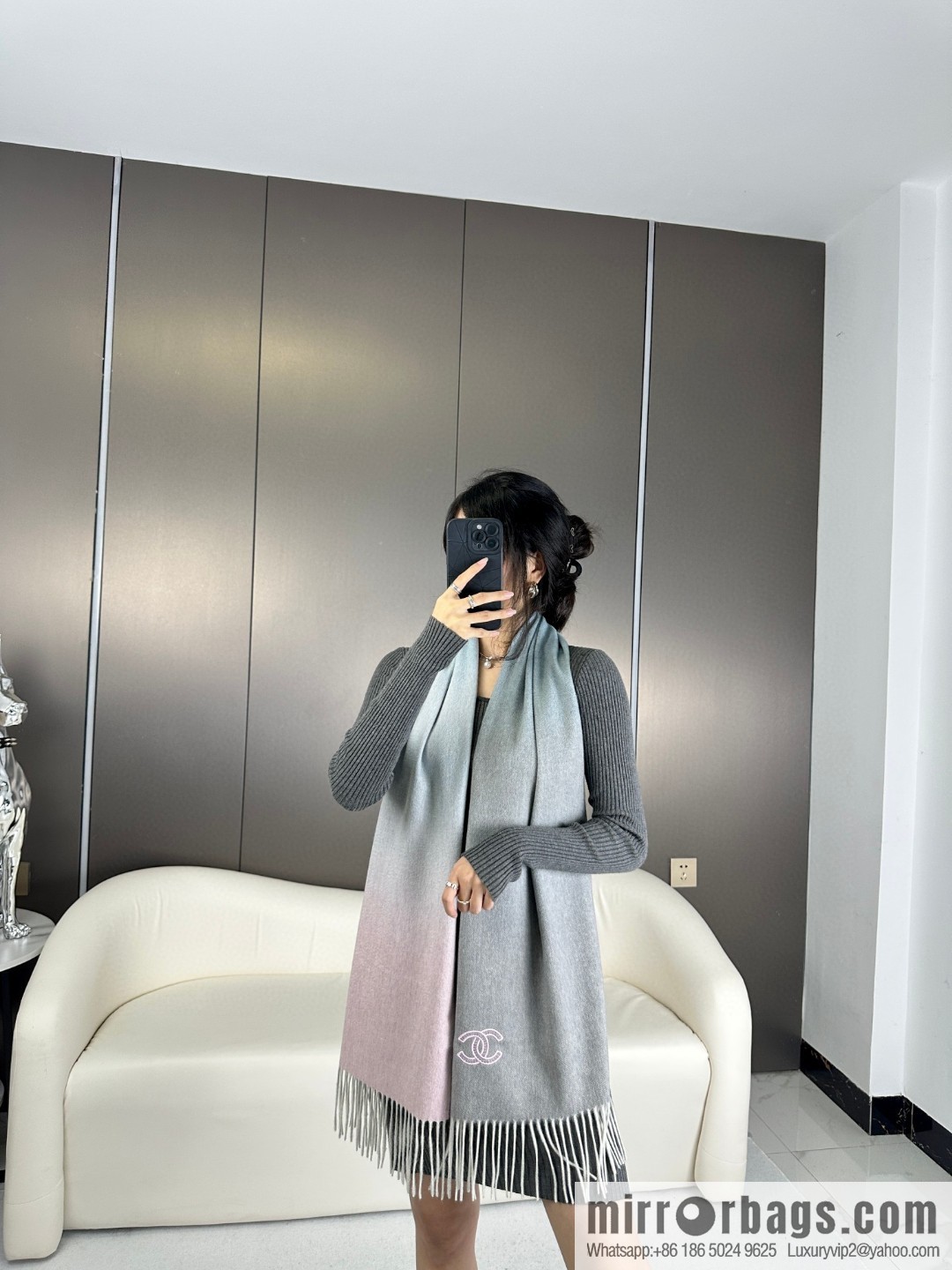 CHANEL Paris Fashion Show Business Men's and Women's Universal Double-Sided Cashmere Shawl