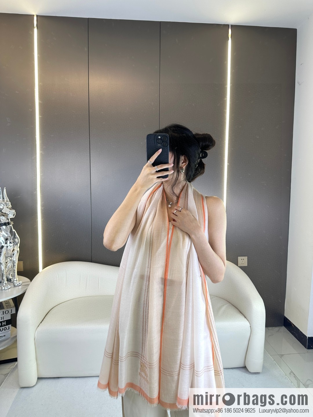 Burberry, checked cashmere scarf