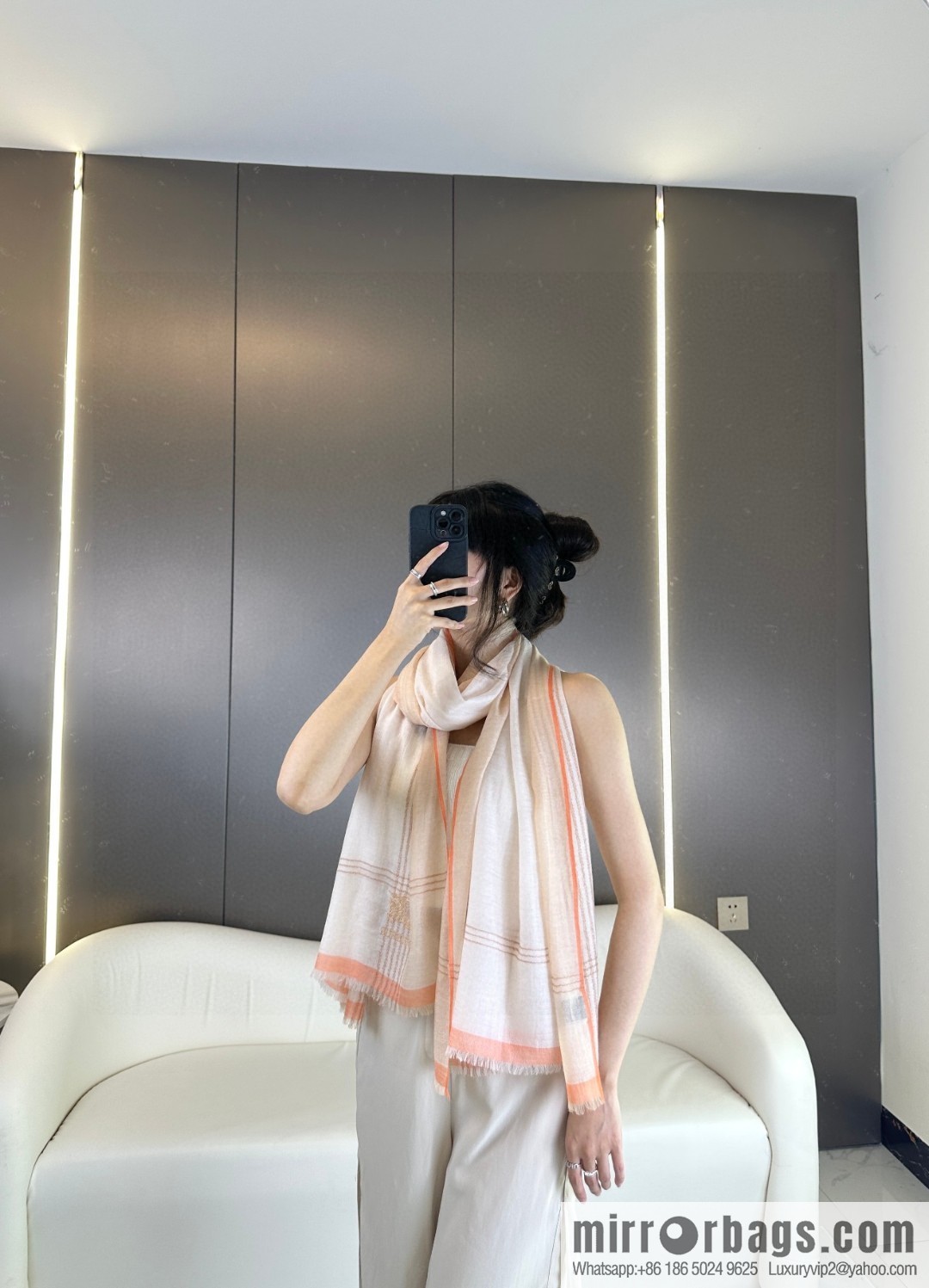 Burberry, checked cashmere scarf