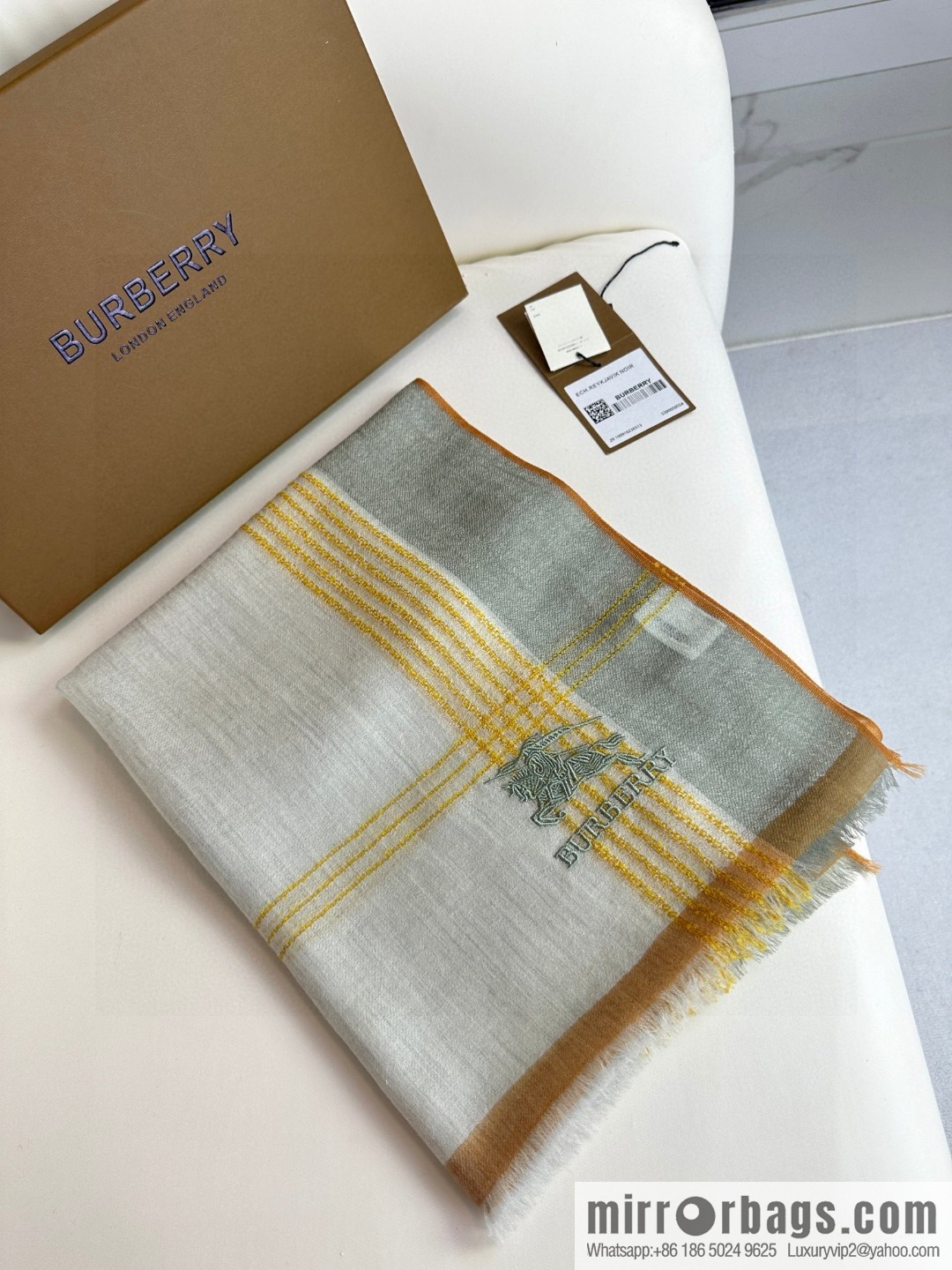 Burberry, checked cashmere scarf