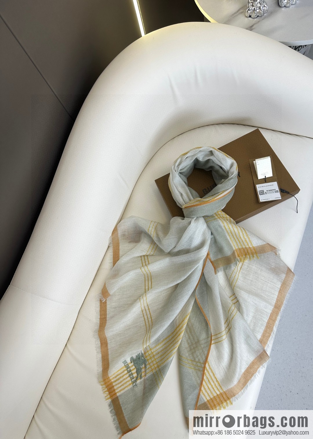 Burberry, checked cashmere scarf