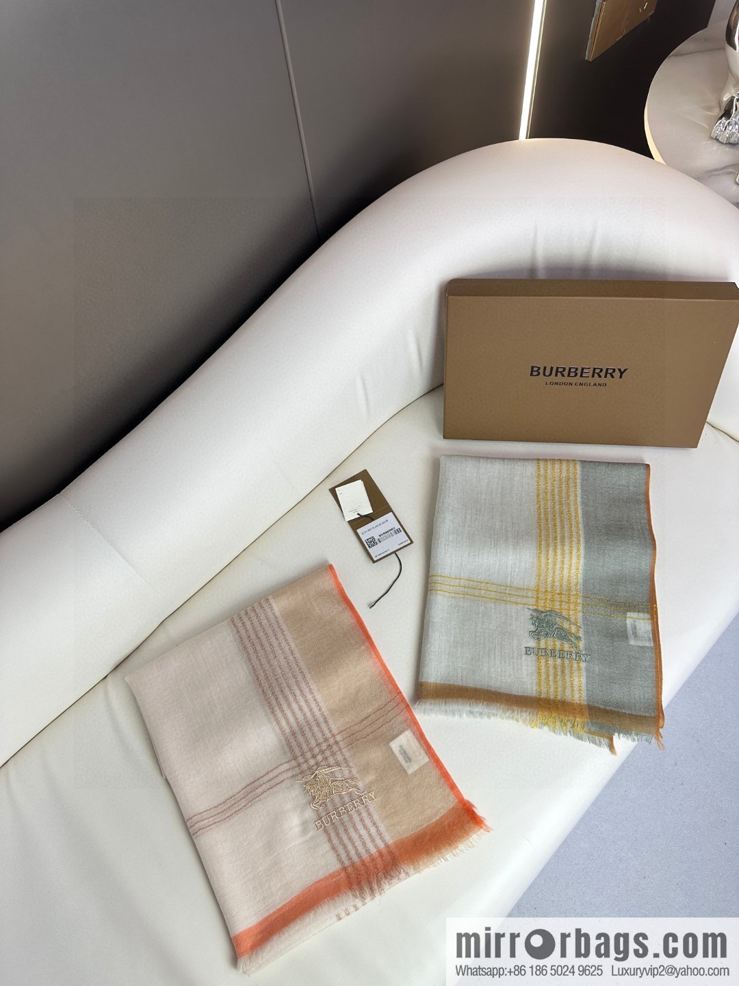 Burberry, checked cashmere scarf