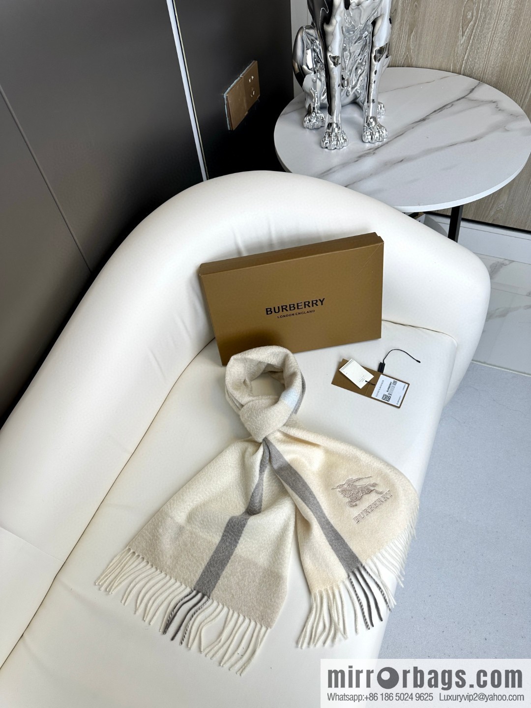 Burberry, classic warhorse logo cashmere scarf