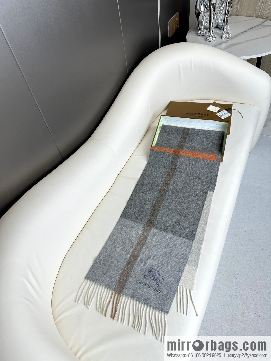Burberry, classic warhorse logo cashmere scarf