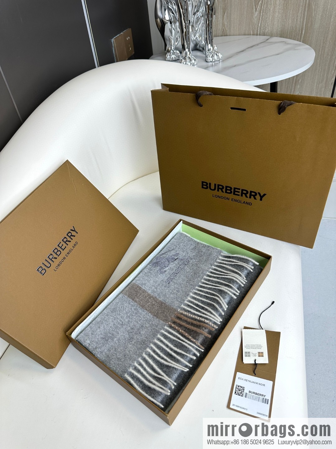Burberry, classic warhorse logo cashmere scarf